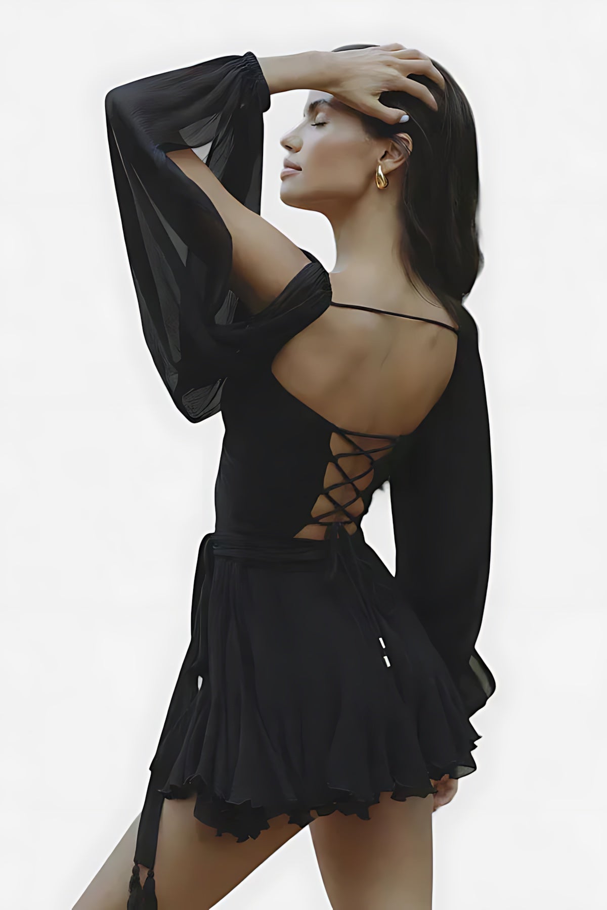 Brooklyn – Chiffon Wrap Split Sleeve Party Mini Dress
