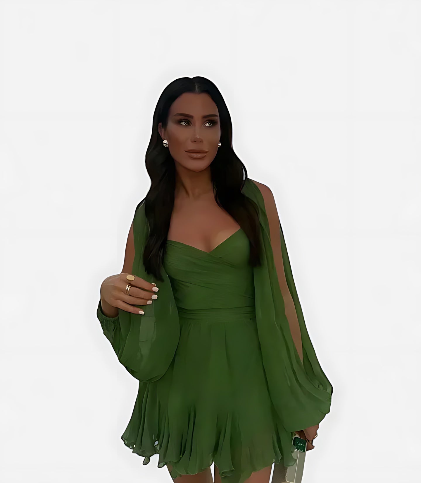 Brooklyn – Chiffon Wrap Split Sleeve Party Mini Dress