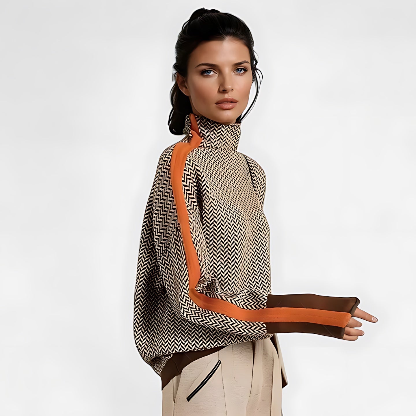 Brooklyn – Marled Contrast Stripe Knit Sweater