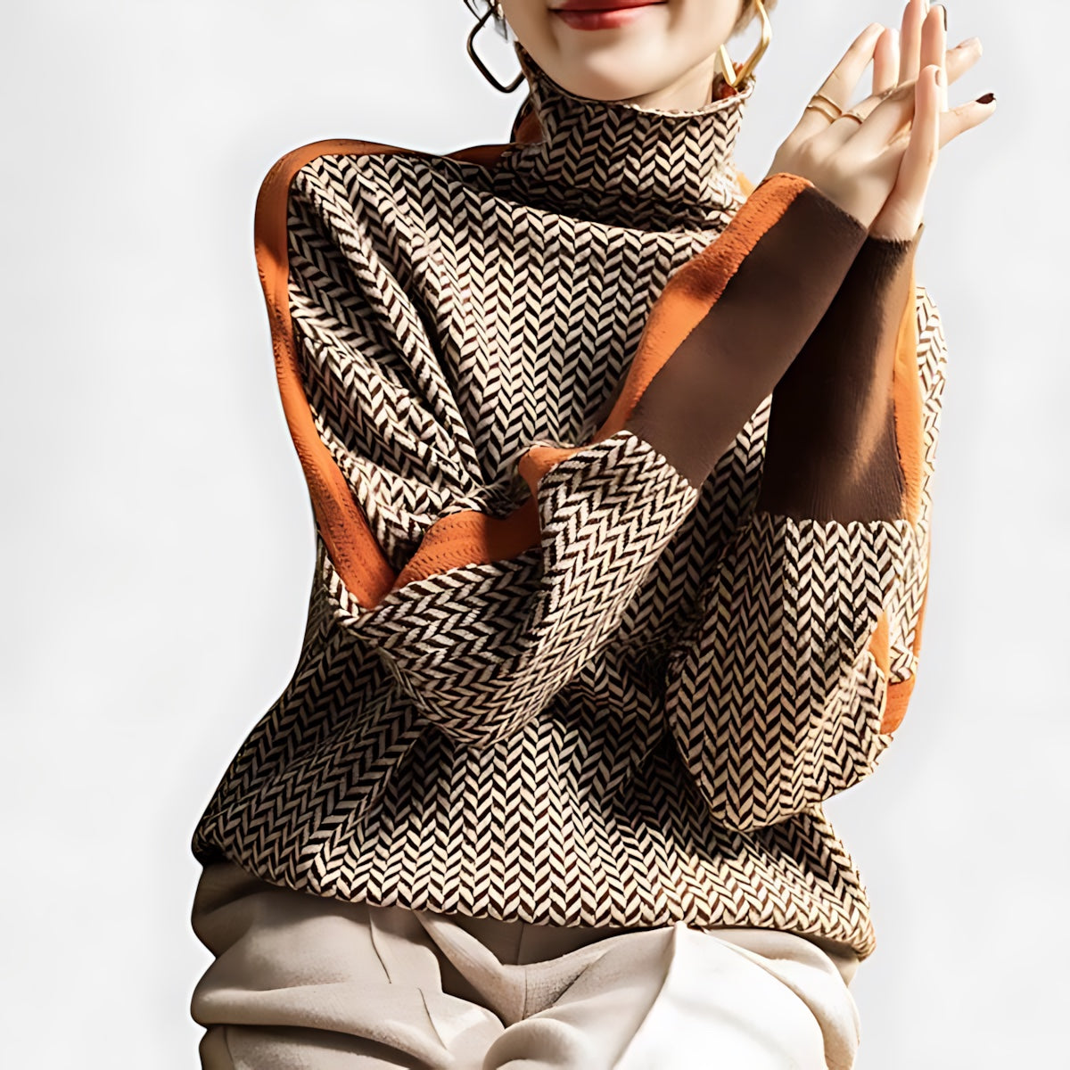 Brooklyn – Marled Contrast Stripe Knit Sweater