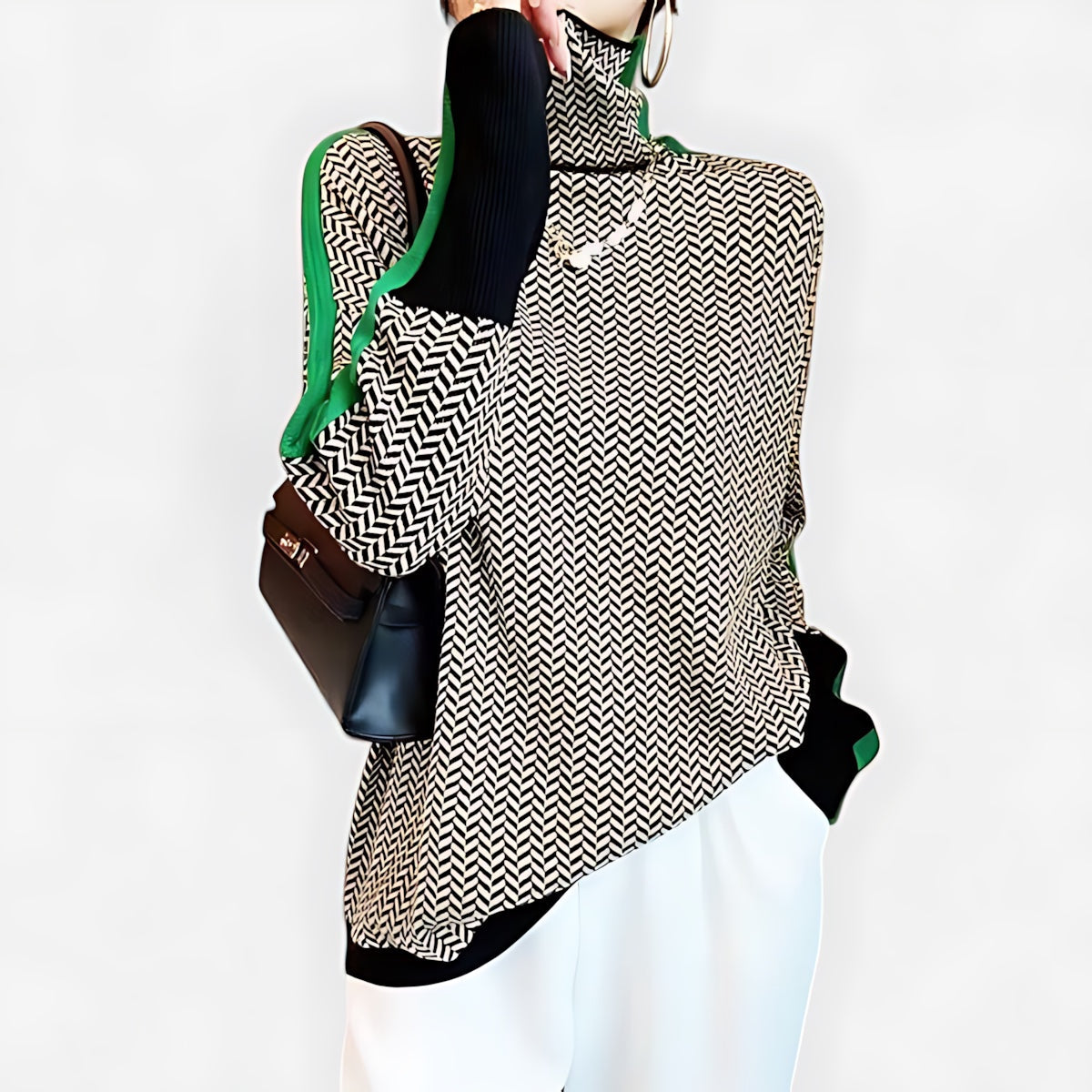 Brooklyn – Marled Contrast Stripe Knit Sweater