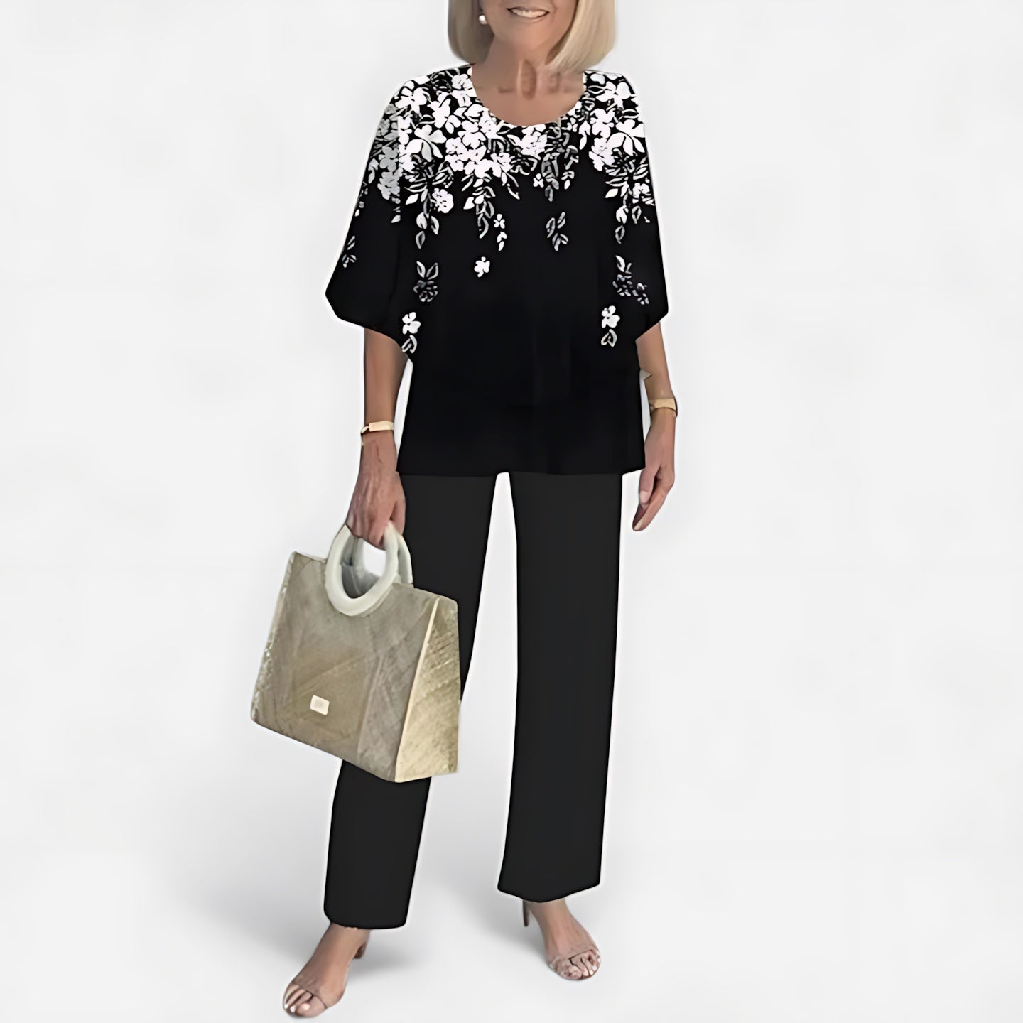 Brooklyn – Short Sleeve Top and Floral Print Wide Leg Pants Set