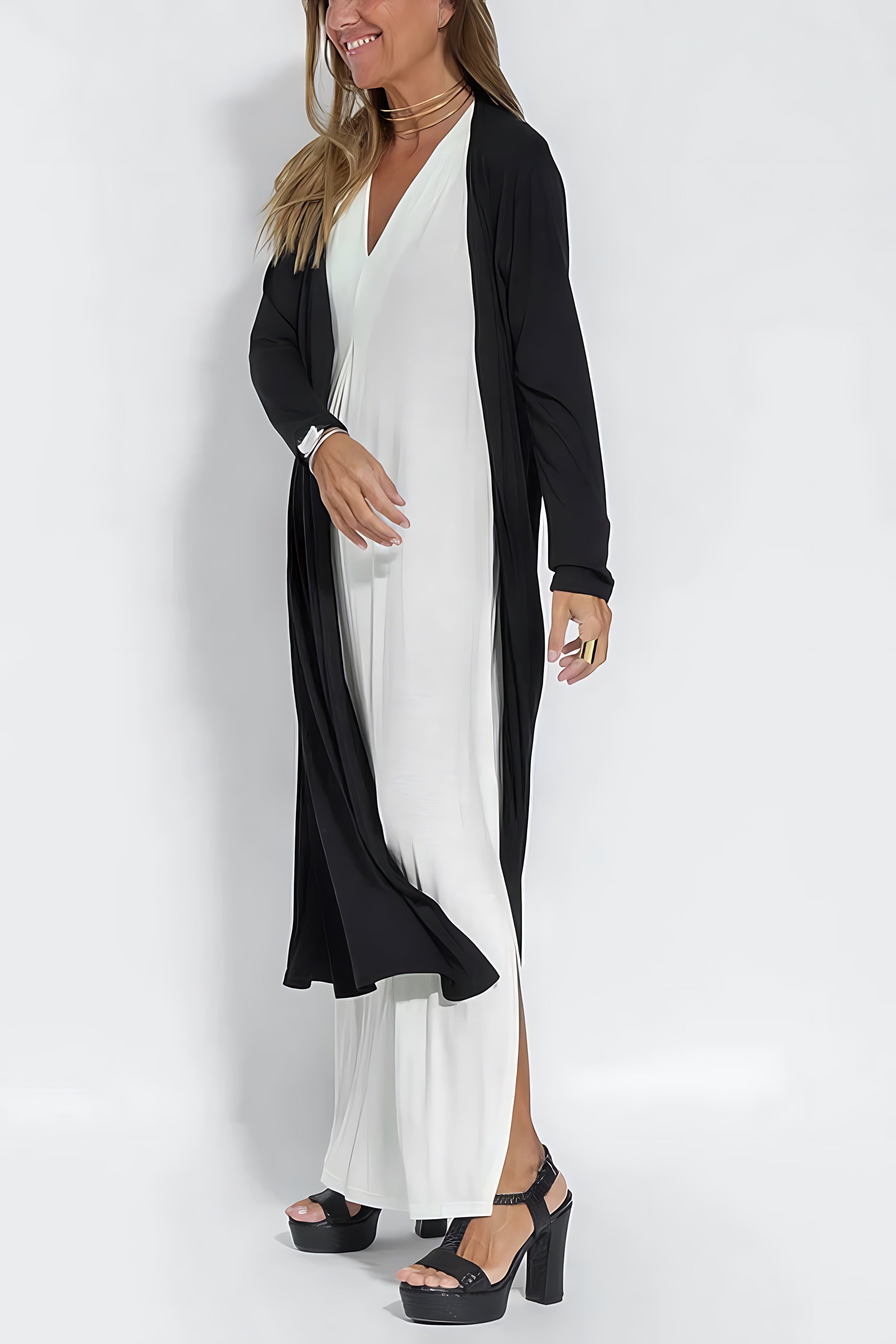 Brooklyn – V Neck Pleated A-Line Maxi Dress