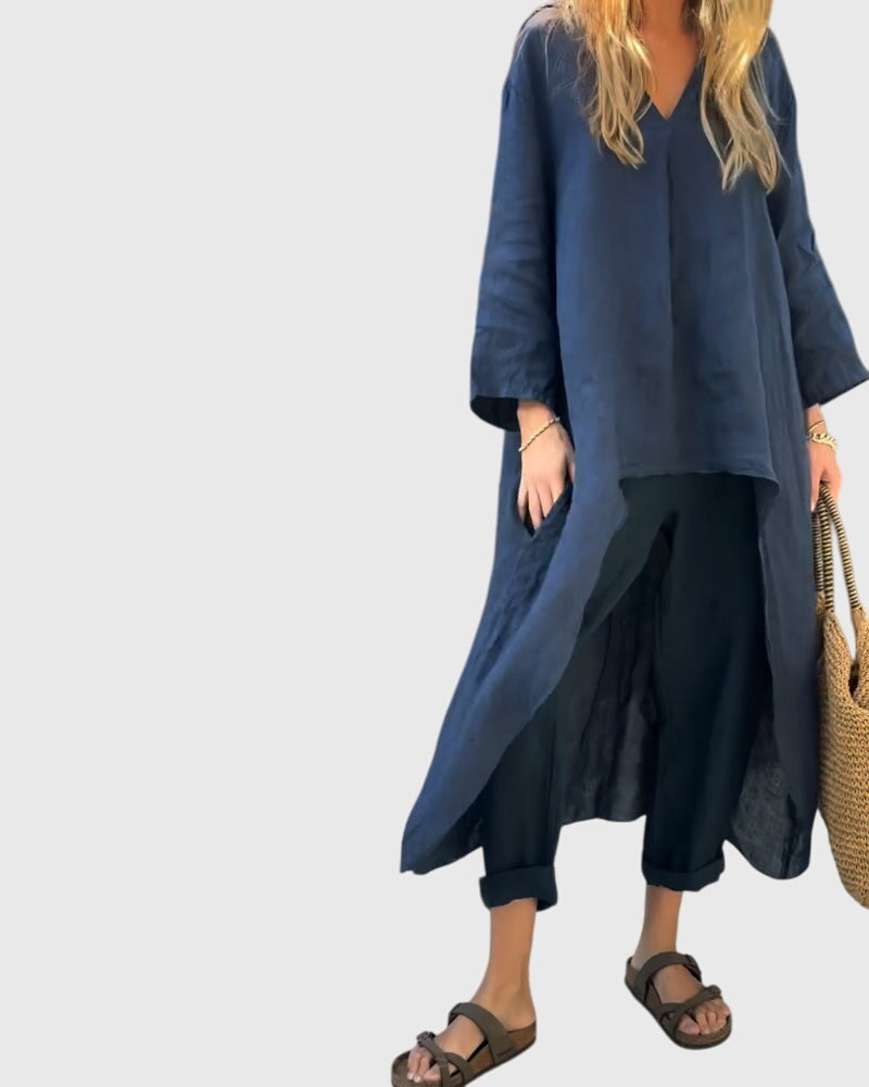 Mia – Oversized Top and Cropped Wide Leg Pants Set