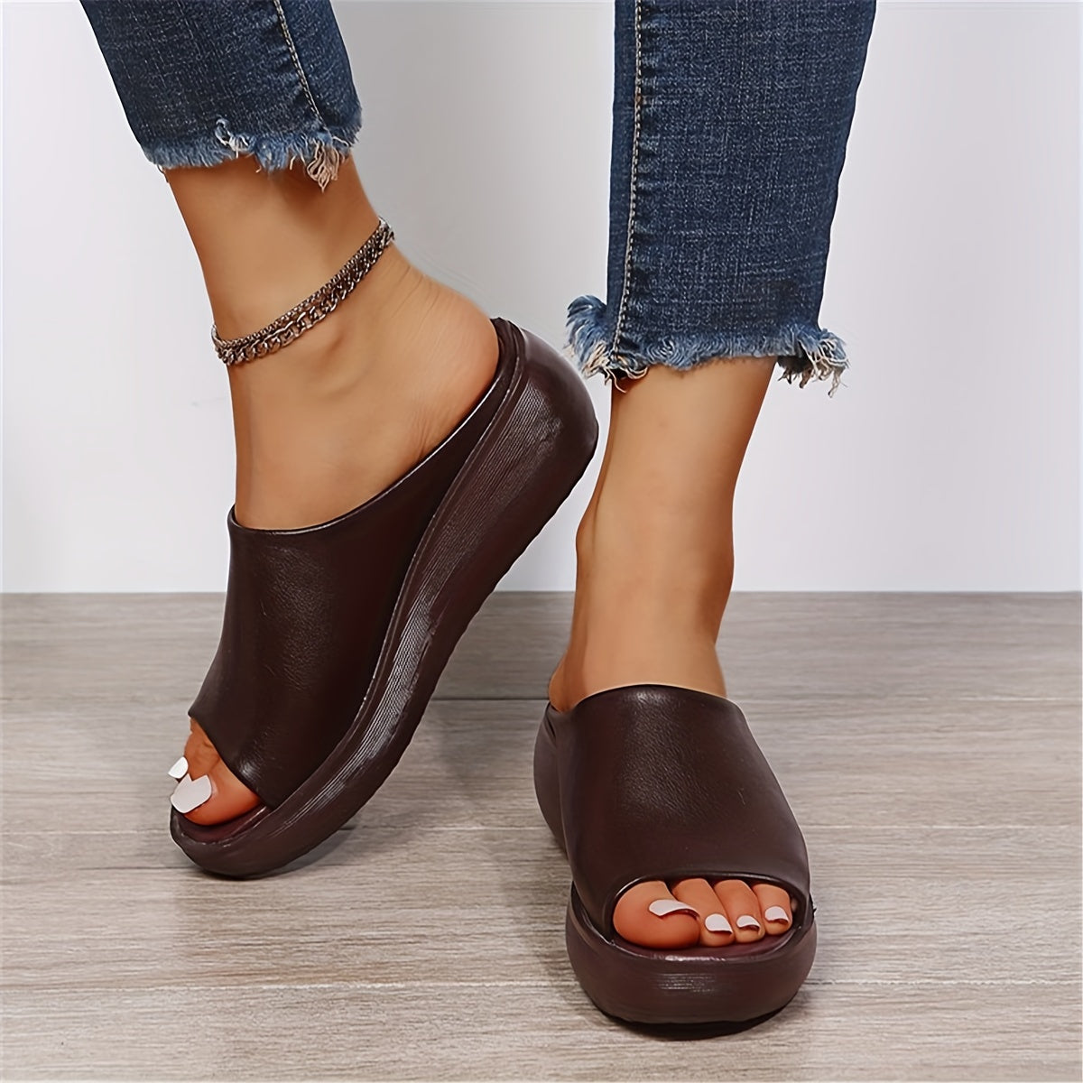 Audrey – Peep Toe Ankle Strap Wedge Sandals