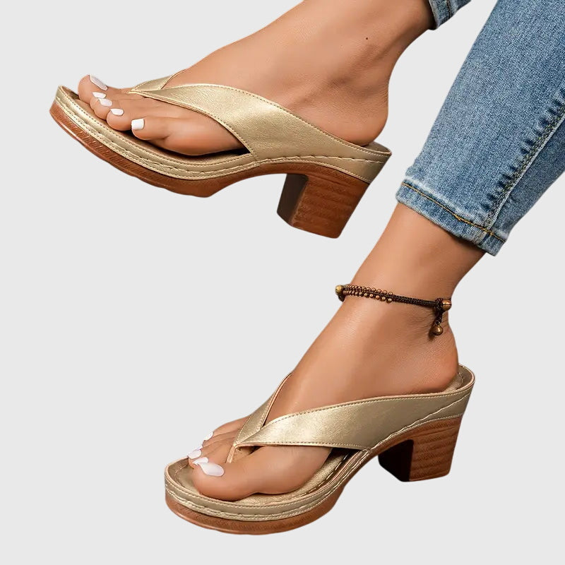 Faith – Metallic Thong Ankle Strap Sandals