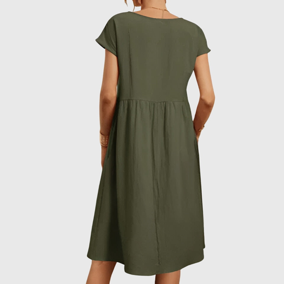 Juliette – Crew Neck Short Sleeve Babydoll Midi Dress