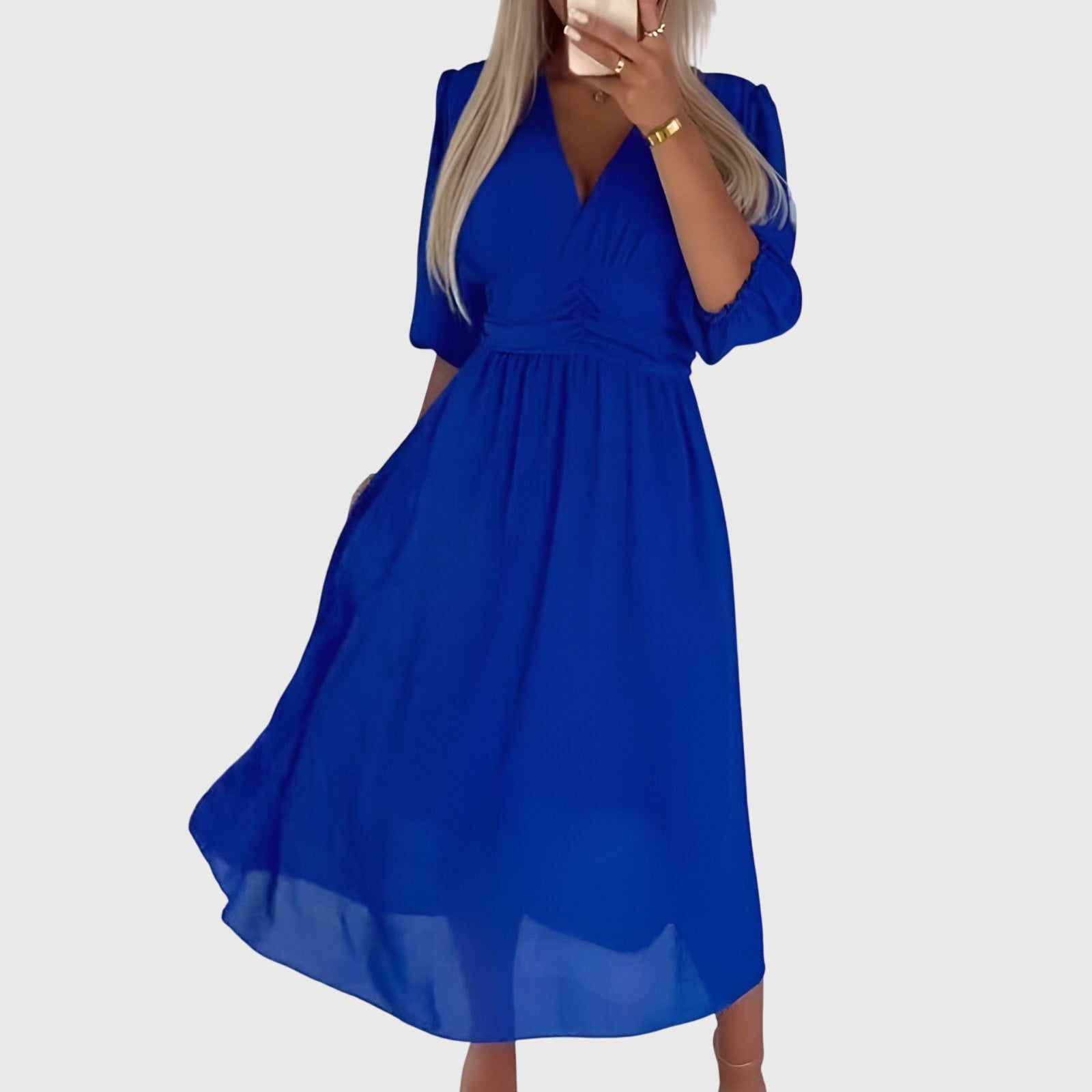 Madelyn – Chiffon V Neck Wedding Guest Midi Dress