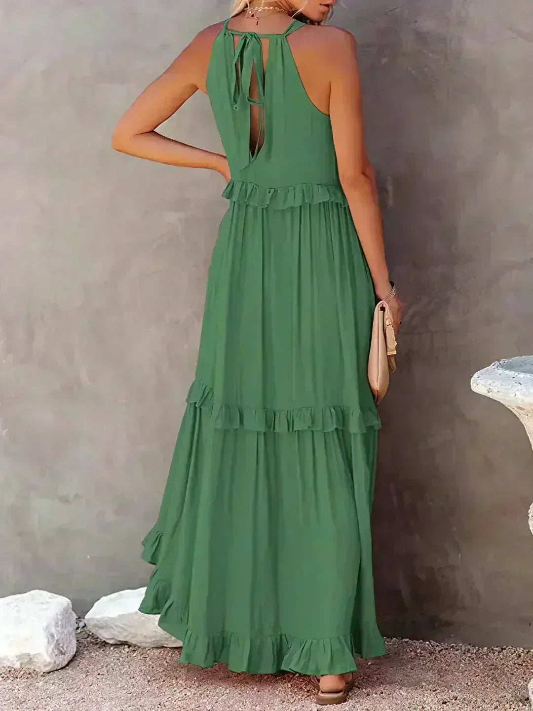 Clementine – High Neck Tiered Ruffle Summer Wedding Guest Maxi Dress
