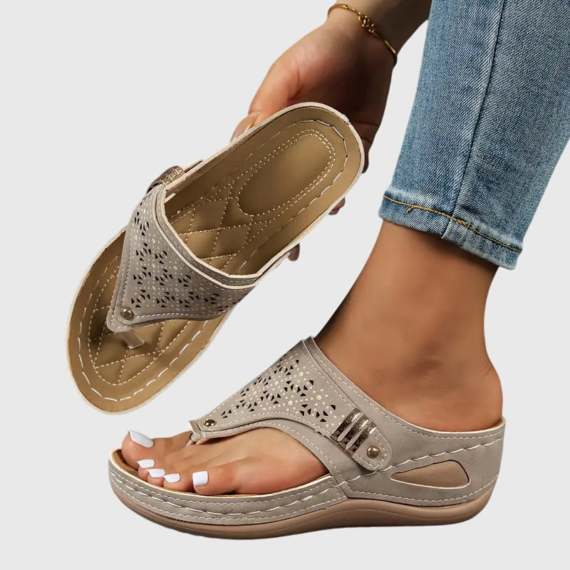 Brooke – Suede Wedge Slide Sandals