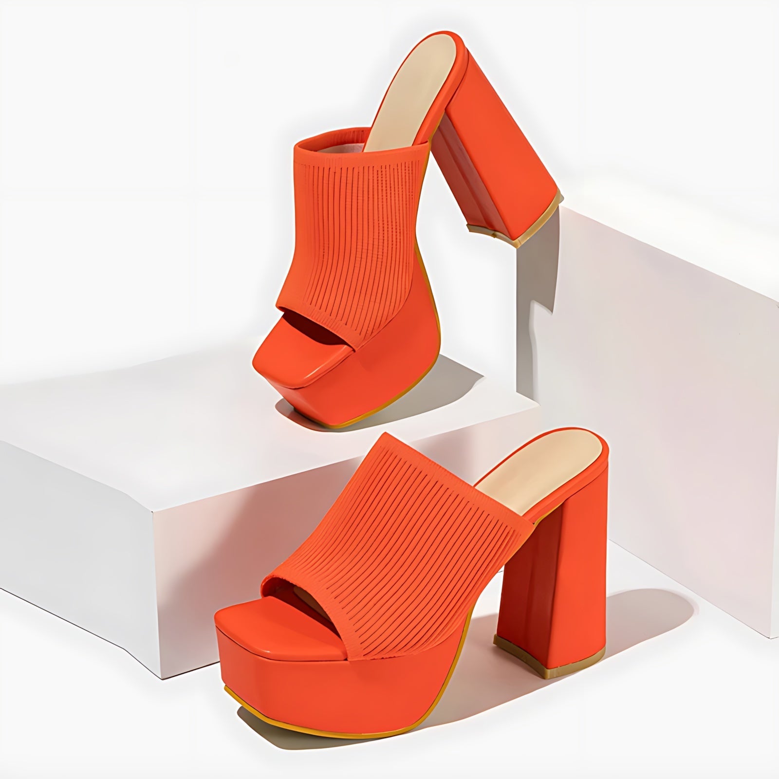 Camila – Square Toe Platform Heeled Mules