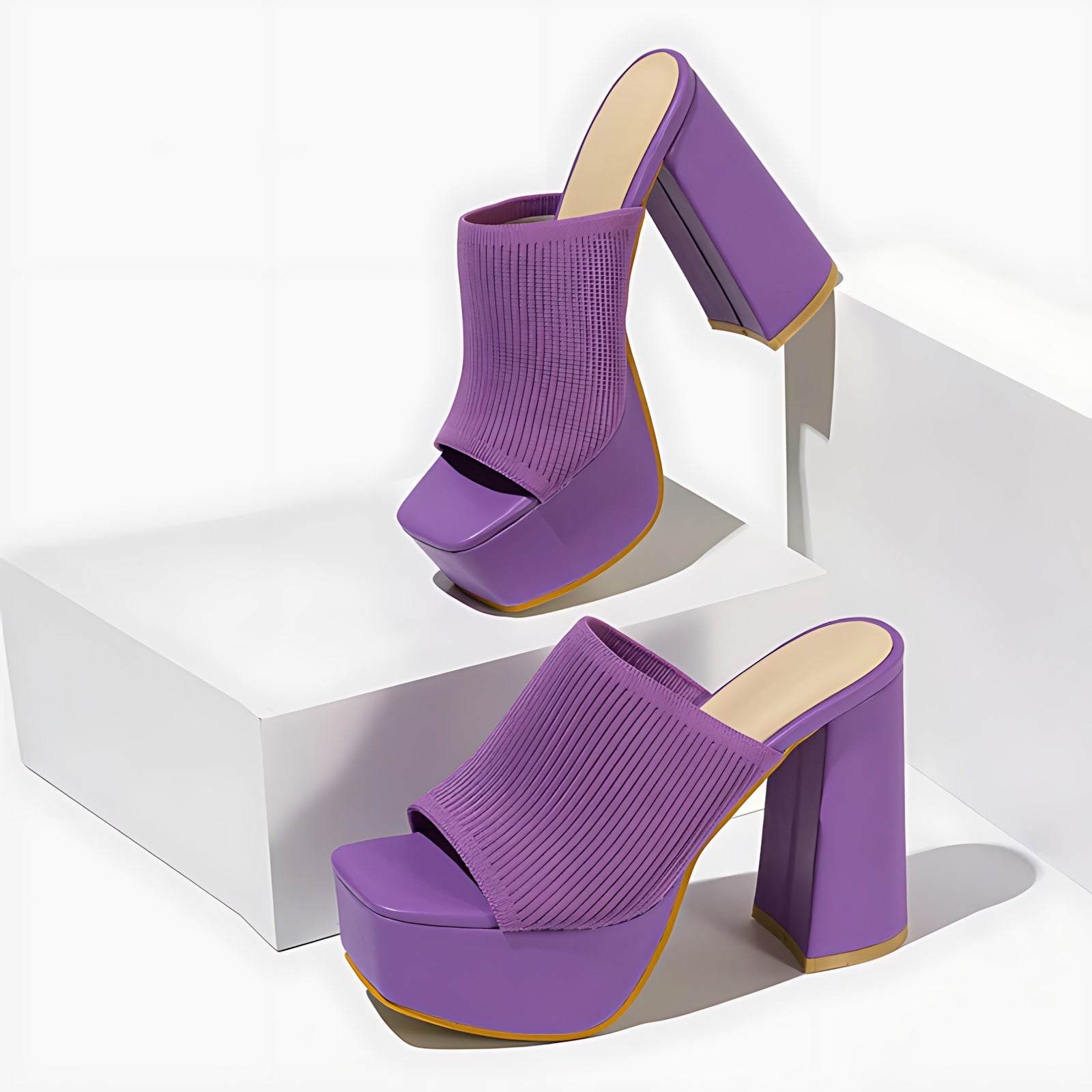 Camila – Square Toe Platform Heeled Mules
