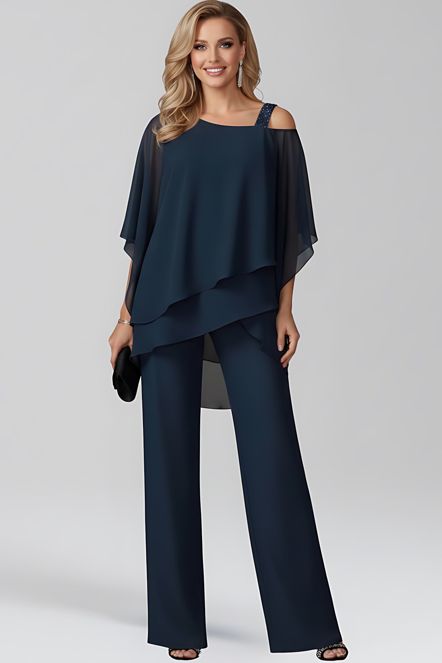 Camille – Cold Shoulder Ruffle Wide Leg Jumpsuit