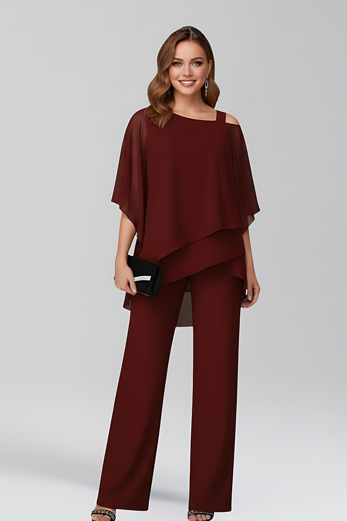 Camille – Cold Shoulder Ruffle Wide Leg Jumpsuit