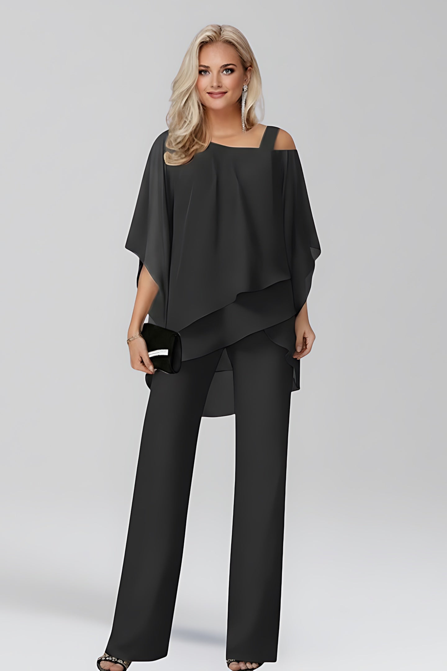 Camille – Cold Shoulder Ruffle Wide Leg Jumpsuit