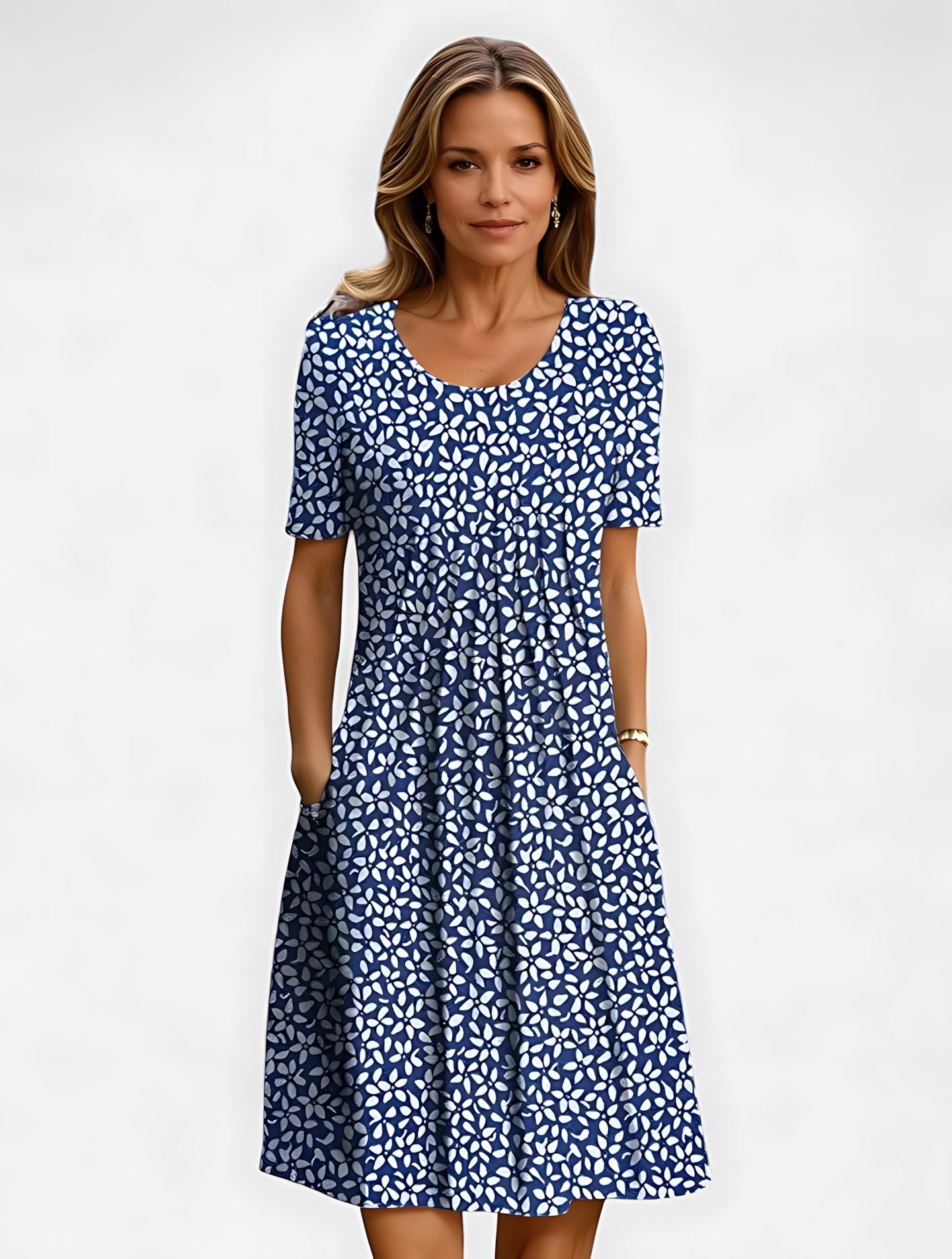 Camille – Ditsy Floral Pleated Babydoll Midi Dress