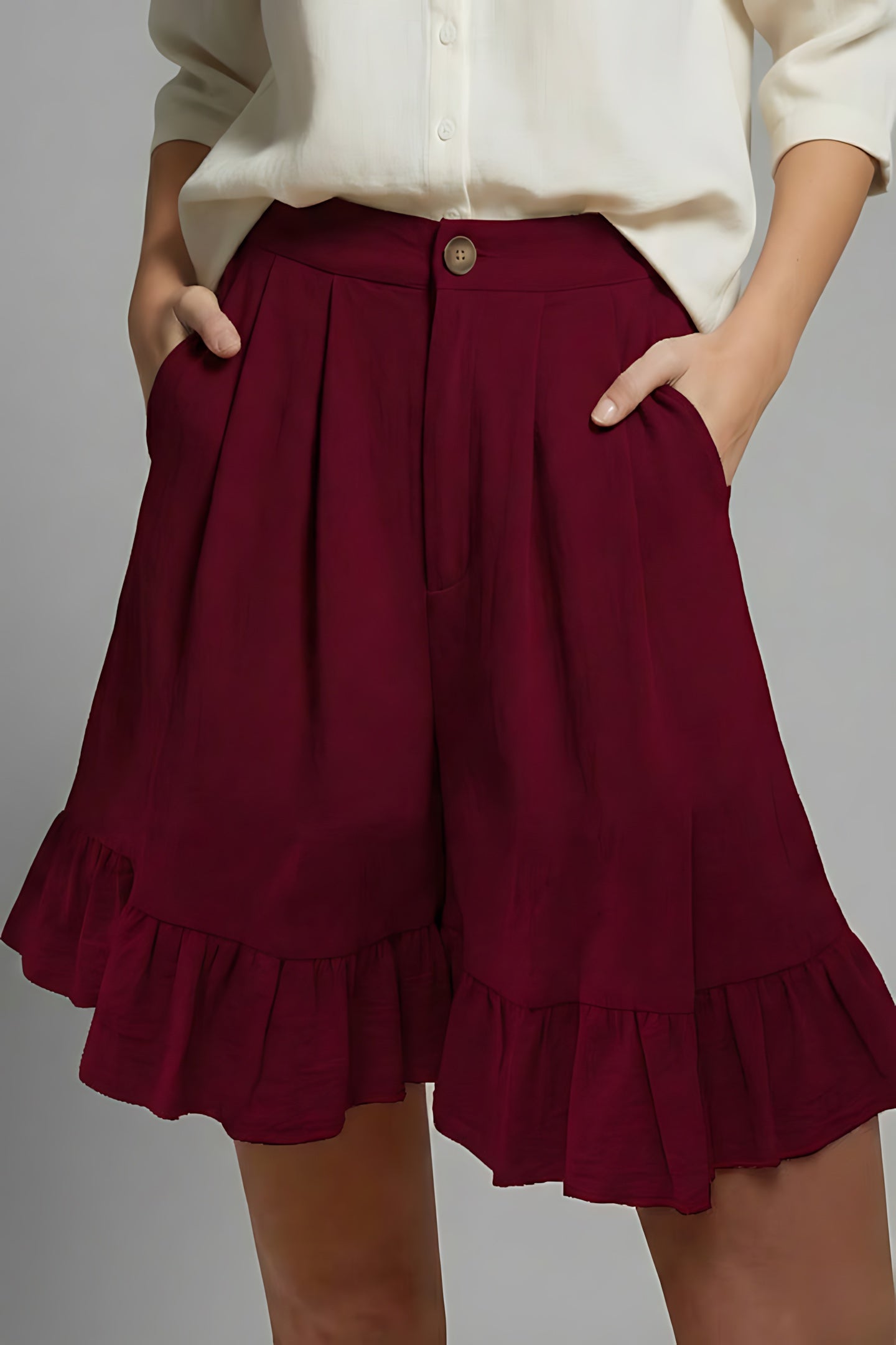 Camille – High Waist Ruffle Hem Shorts