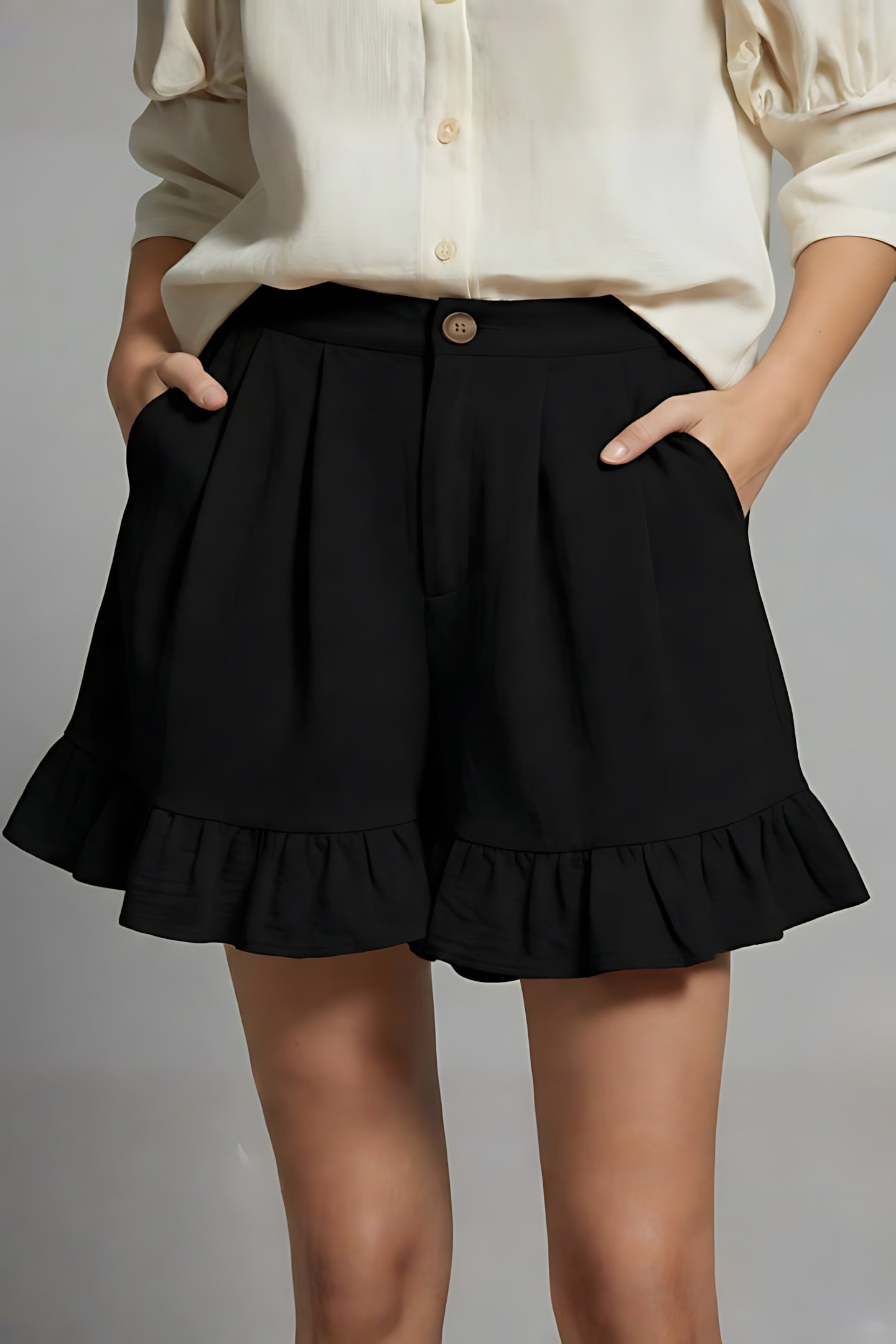 Camille – High Waist Ruffle Hem Shorts