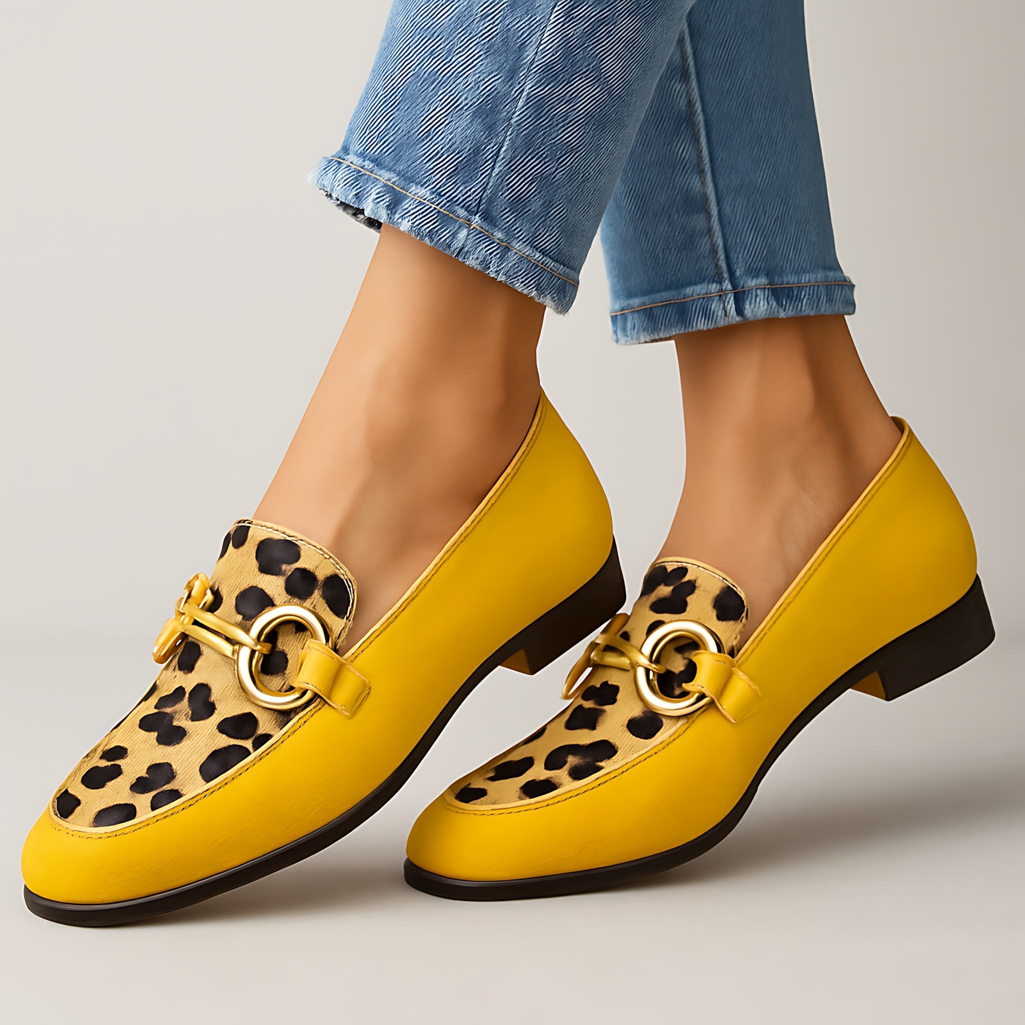 Camille – Leopard Print Bow Suede Loafers