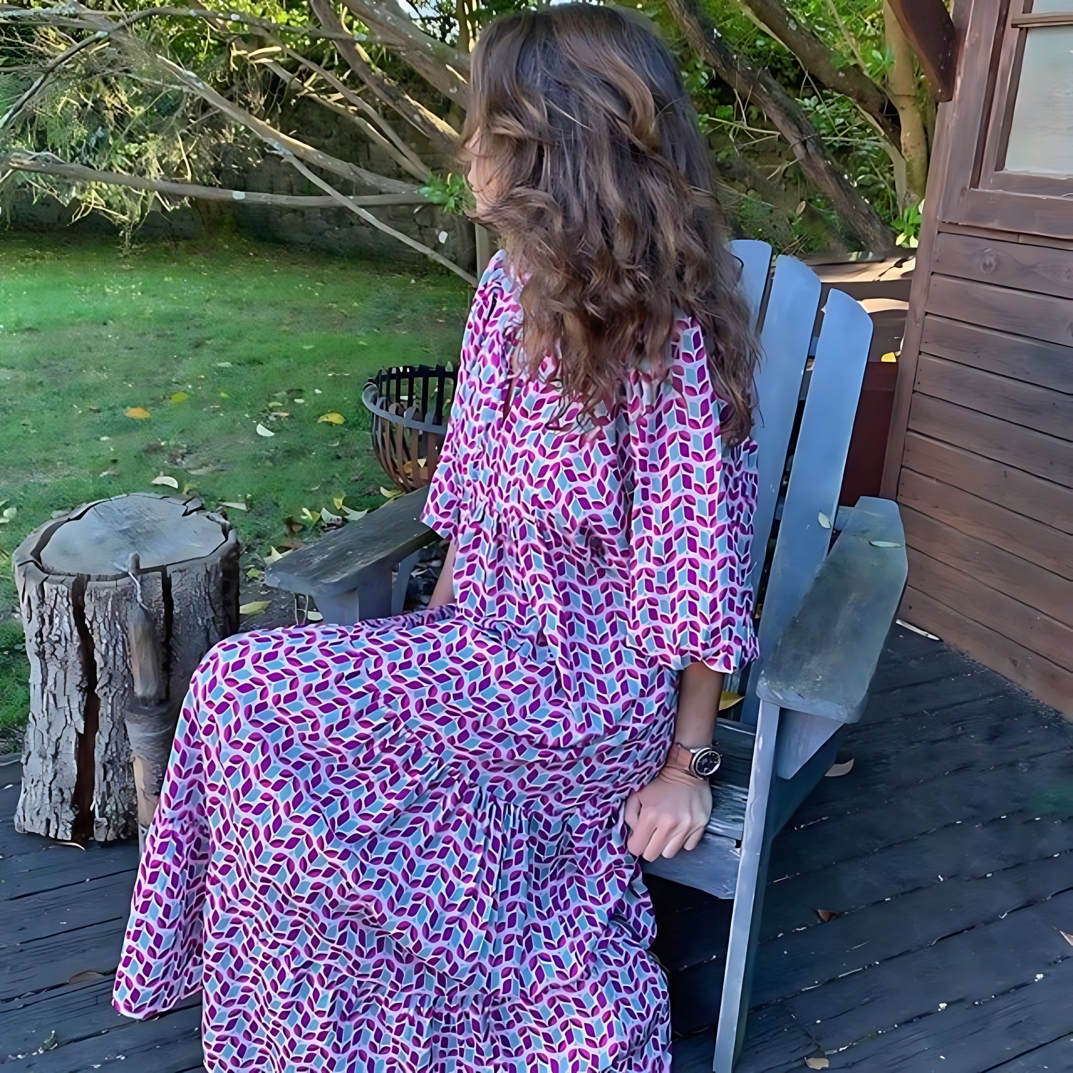 Cara – Ditsy Floral Puff Sleeve Boho Midi Dress