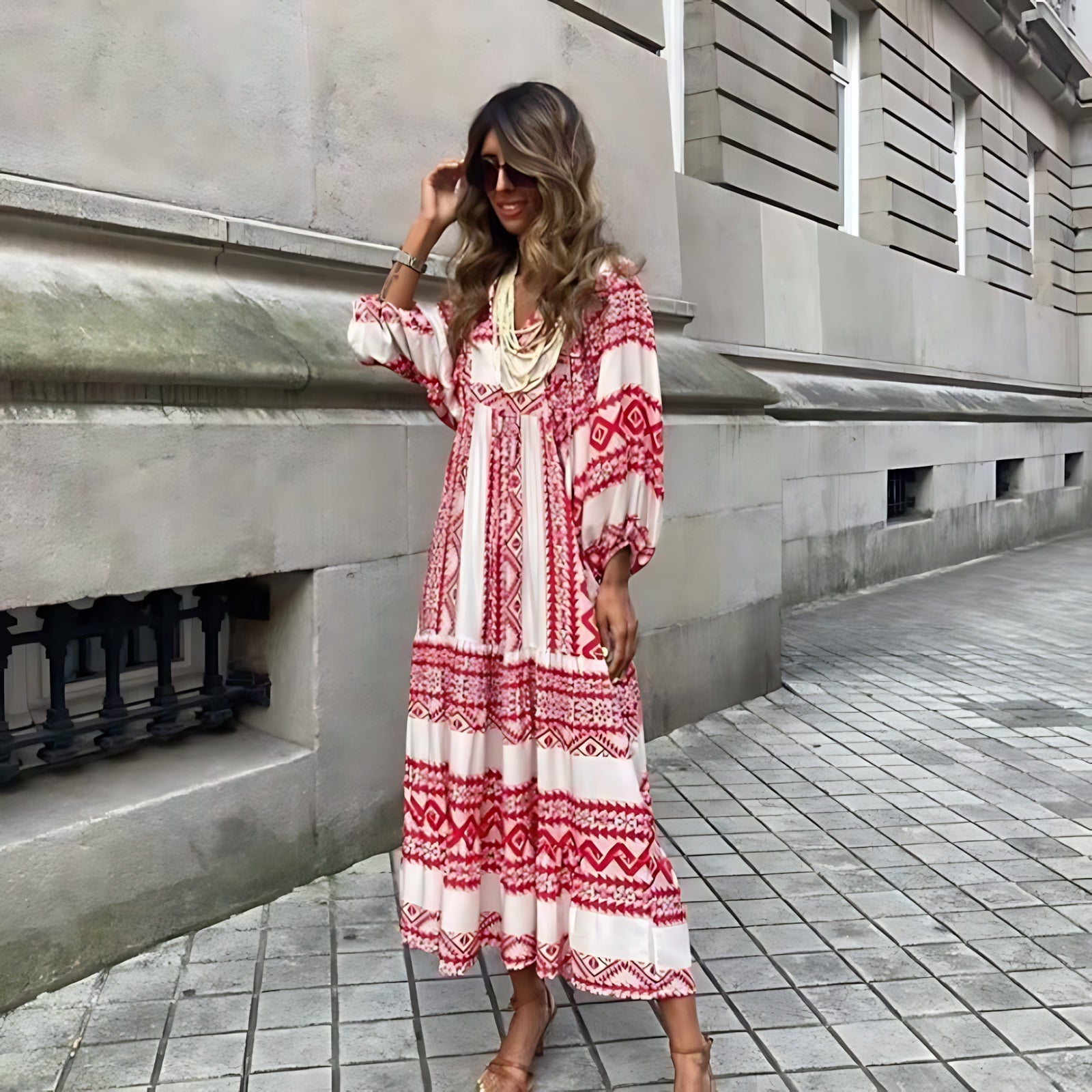 Cara – Ditsy Floral Puff Sleeve Boho Midi Dress