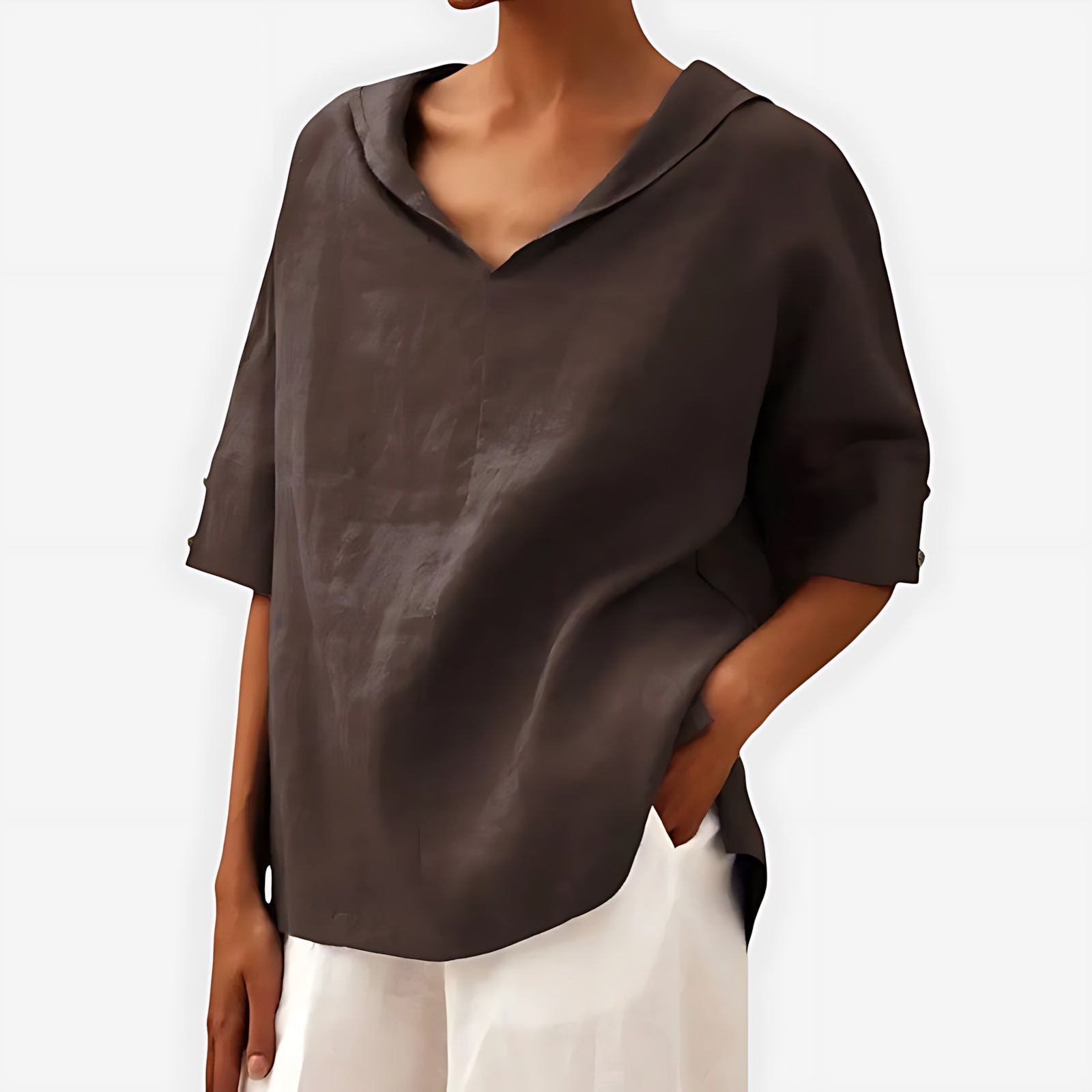 Cara – Notch Neck Short Sleeve Blouse