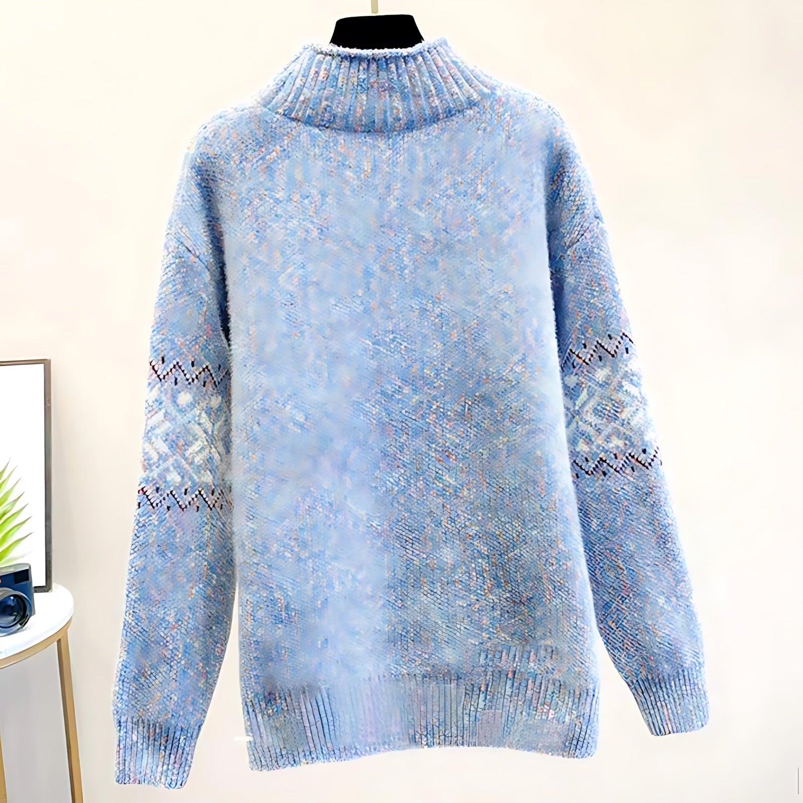 Cara – Snowflake Fair Isle Mock Neck Sweater