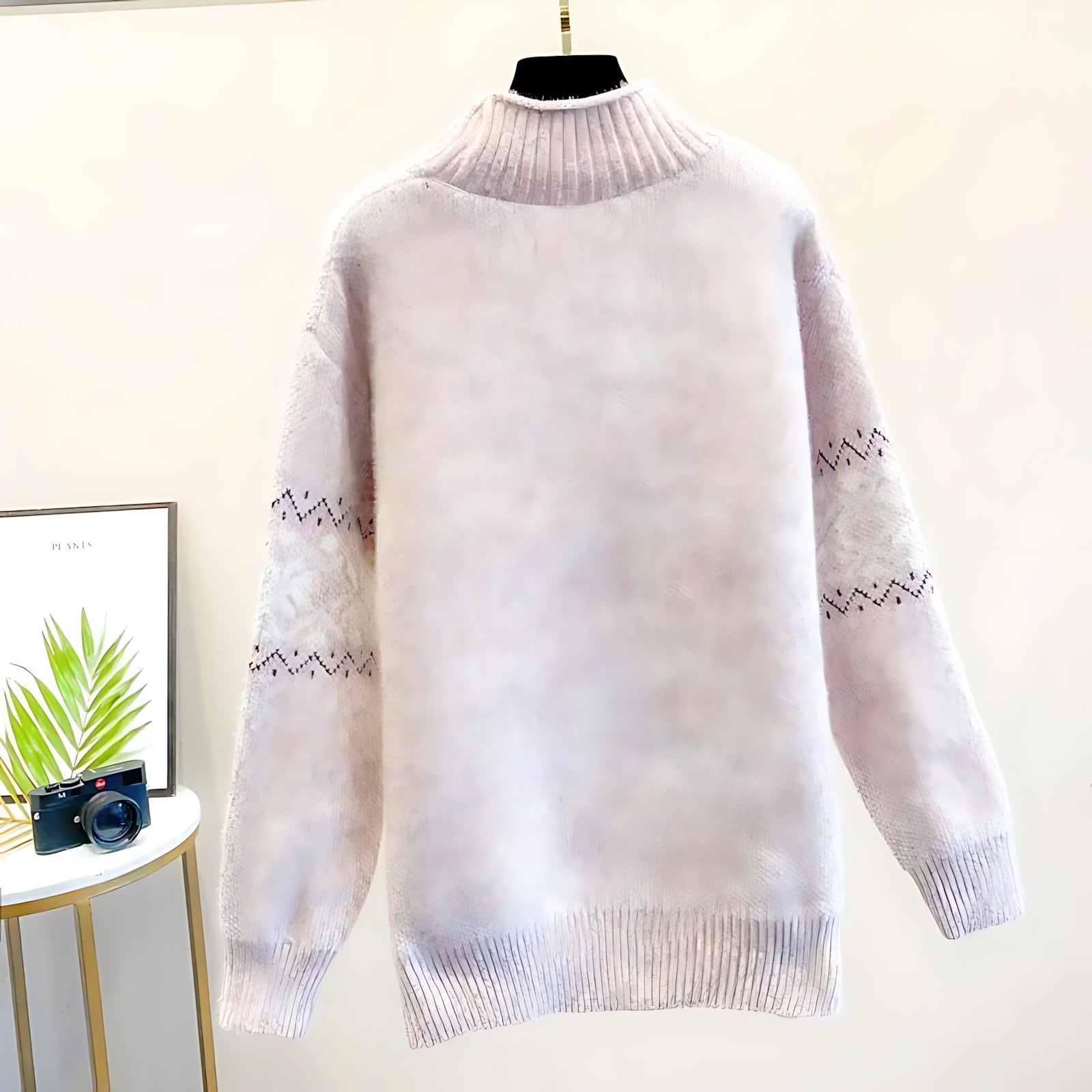 Cara – Snowflake Fair Isle Mock Neck Sweater