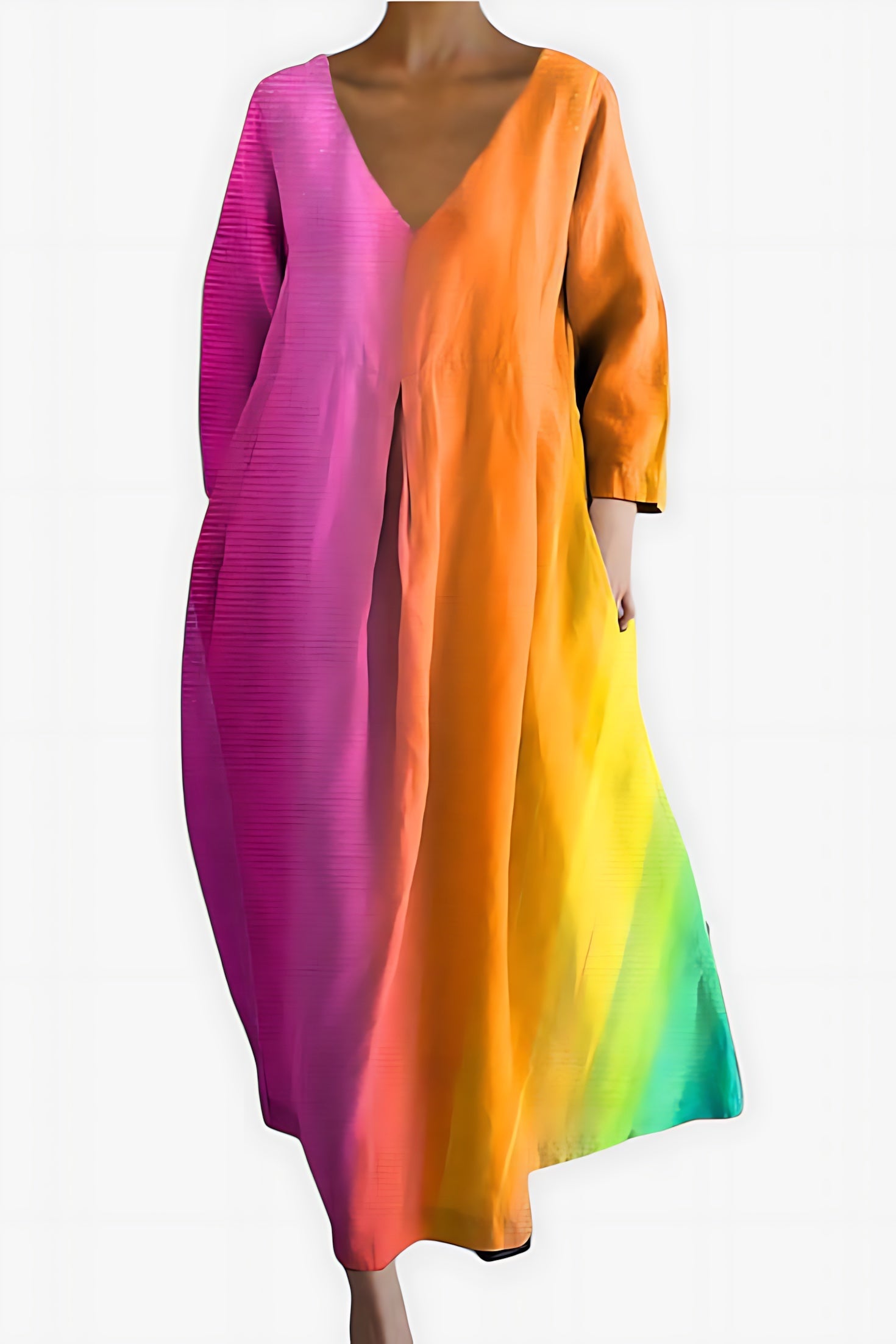 Caroline – Abstract Print V Neck Flowy Midi Dress