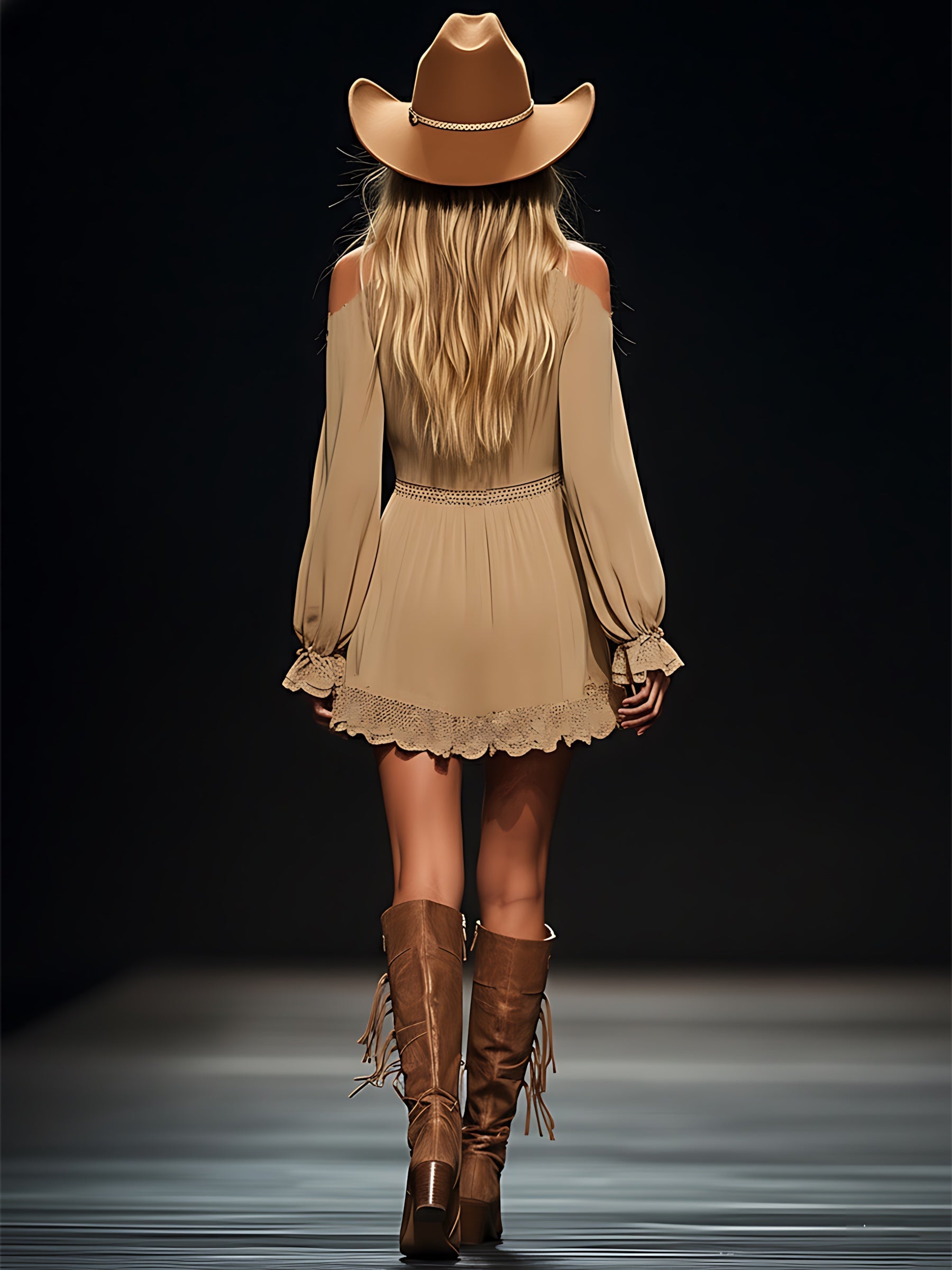 Caroline – Deep V Neck Long Sleeve Ruffle Mini Dress