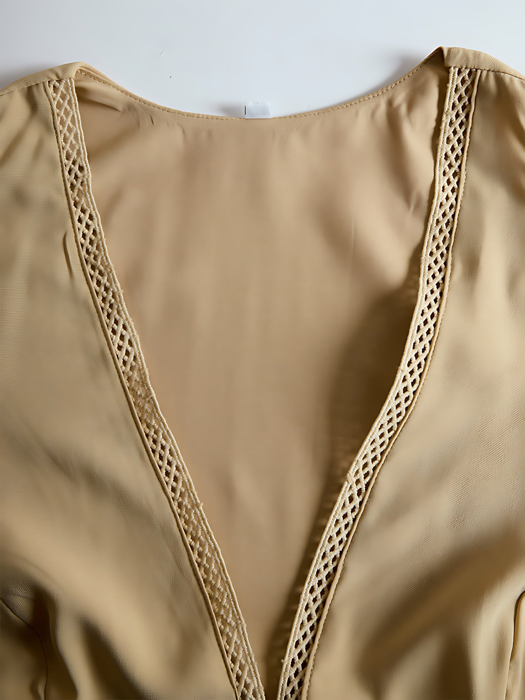 Caroline – Deep V Neck Long Sleeve Ruffle Mini Dress