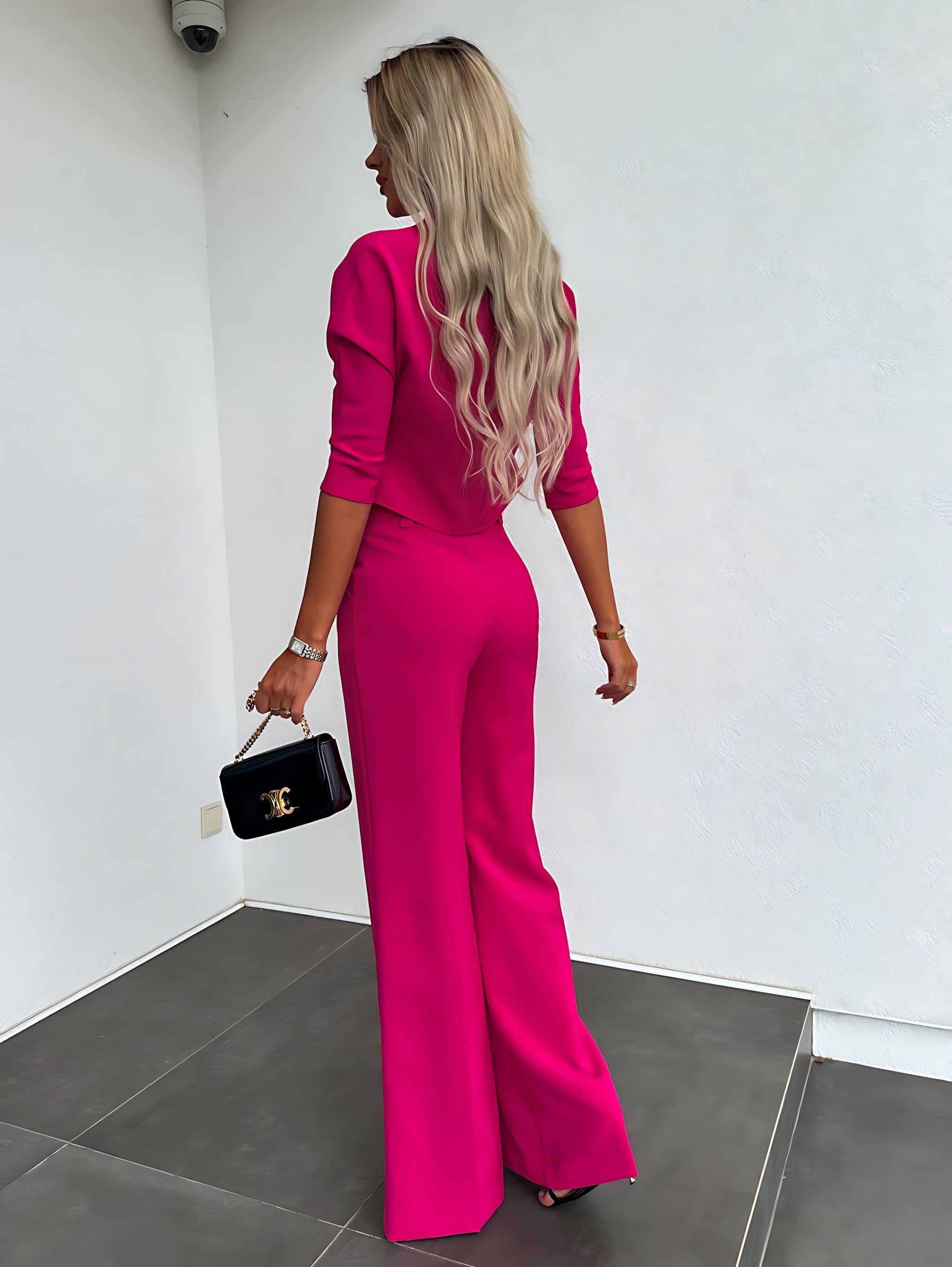Caroline – Long Sleeve Crop Top and Flare Pants Lounge Set