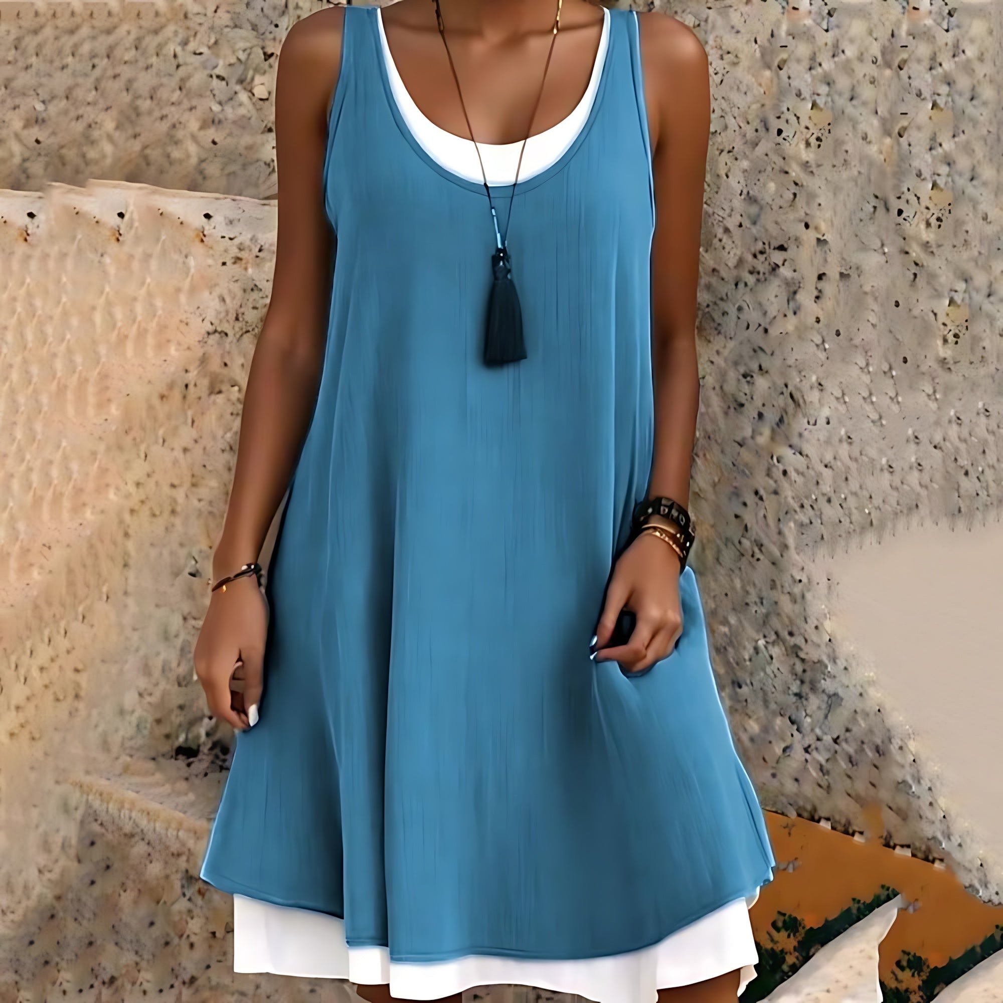 Catalina – Scoop Neck Layered Tank Mini Dress