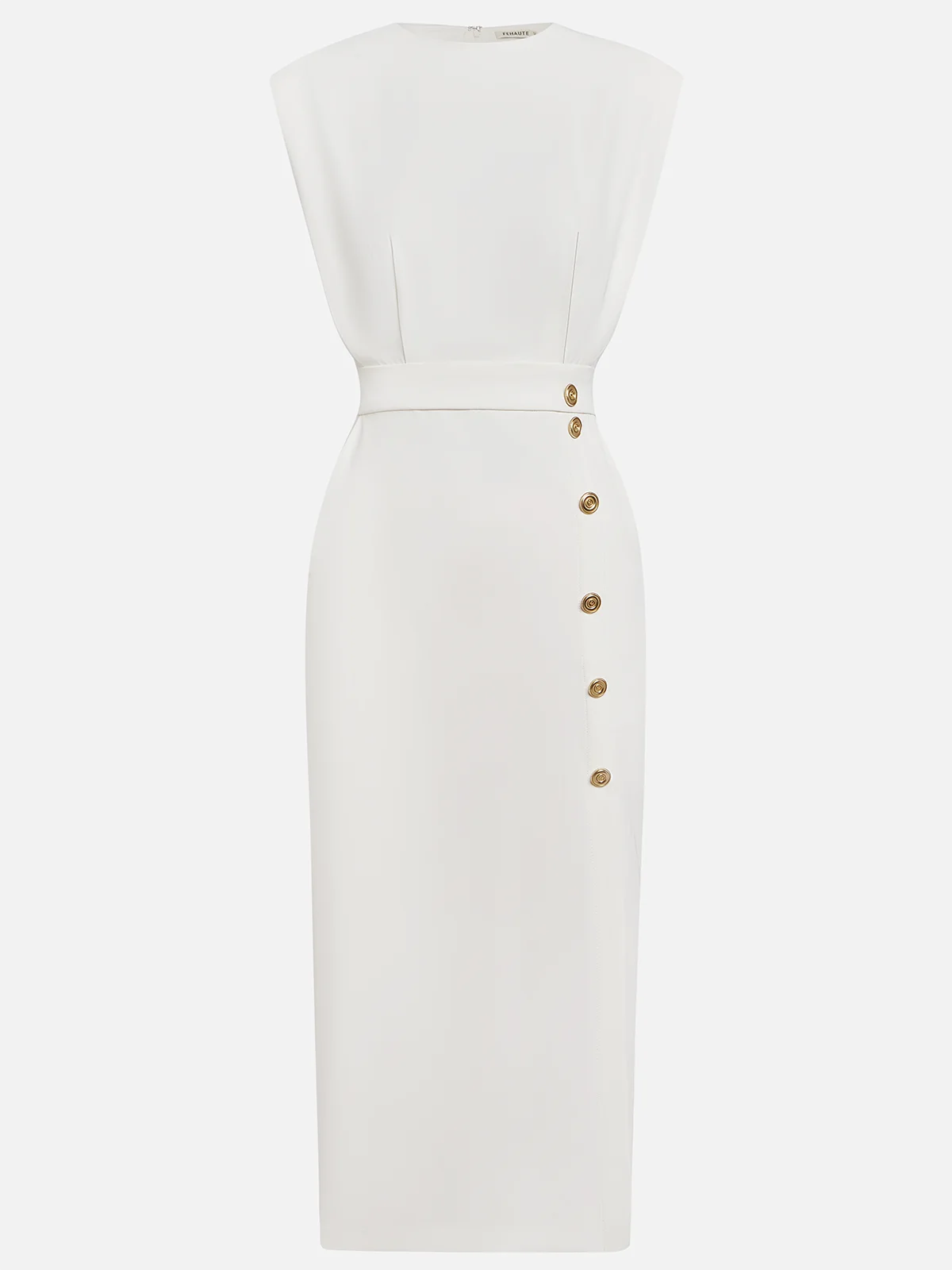 Sophie – Round Neck Bodycon Side Slit Midi Dress