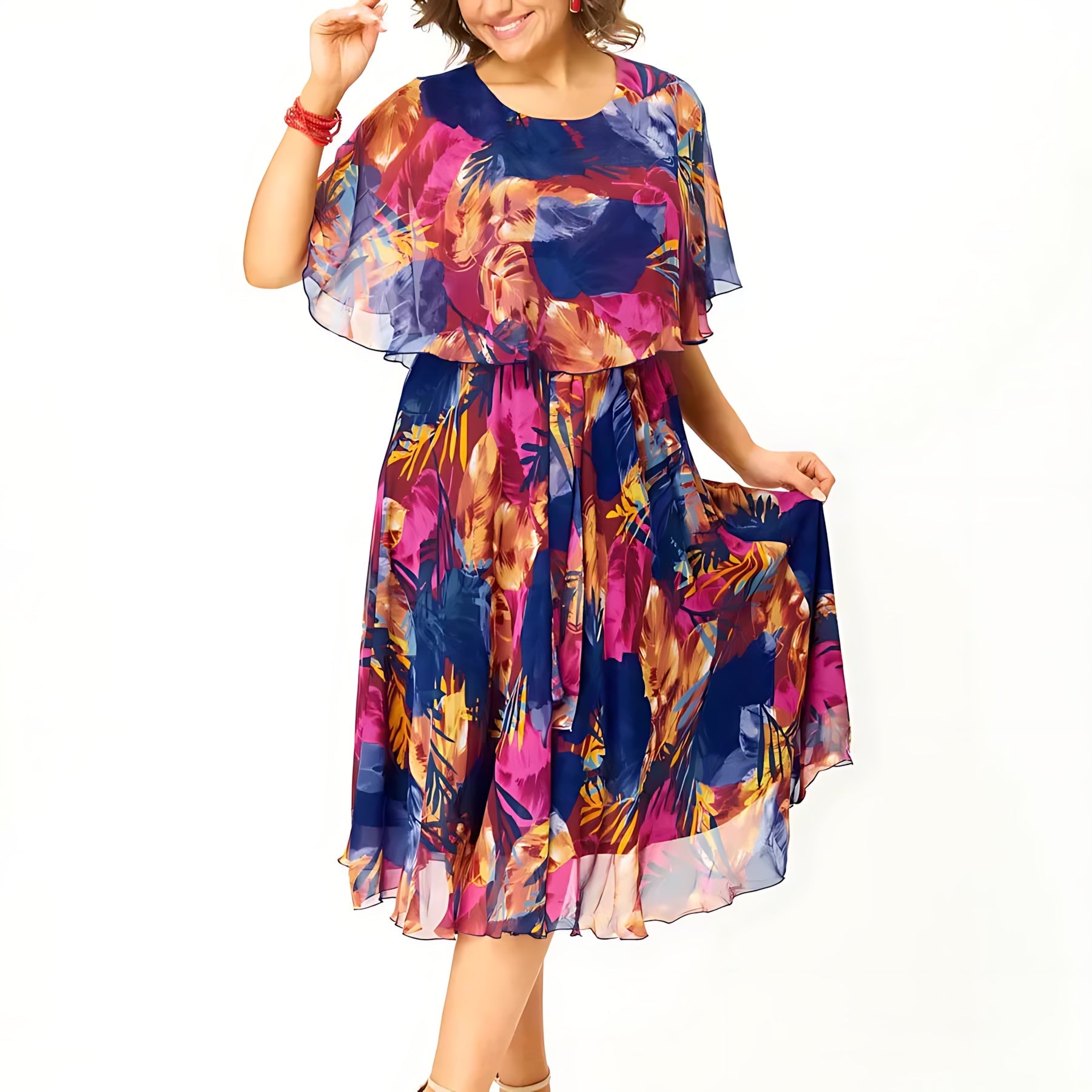 Cecilia – Floral Chiffon Flutter Sleeve Mini Dress