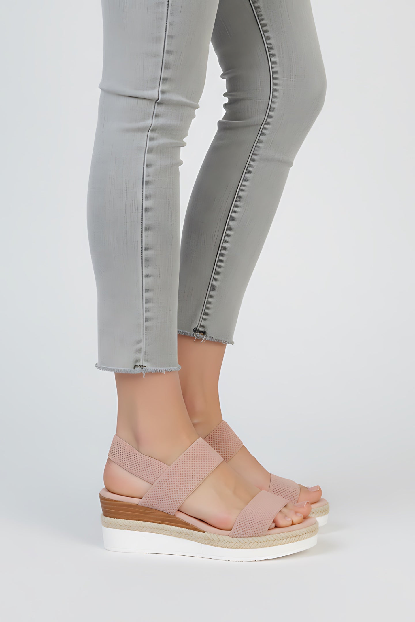 Cecilia – Stretch Knit Double Strap Flat Sandals