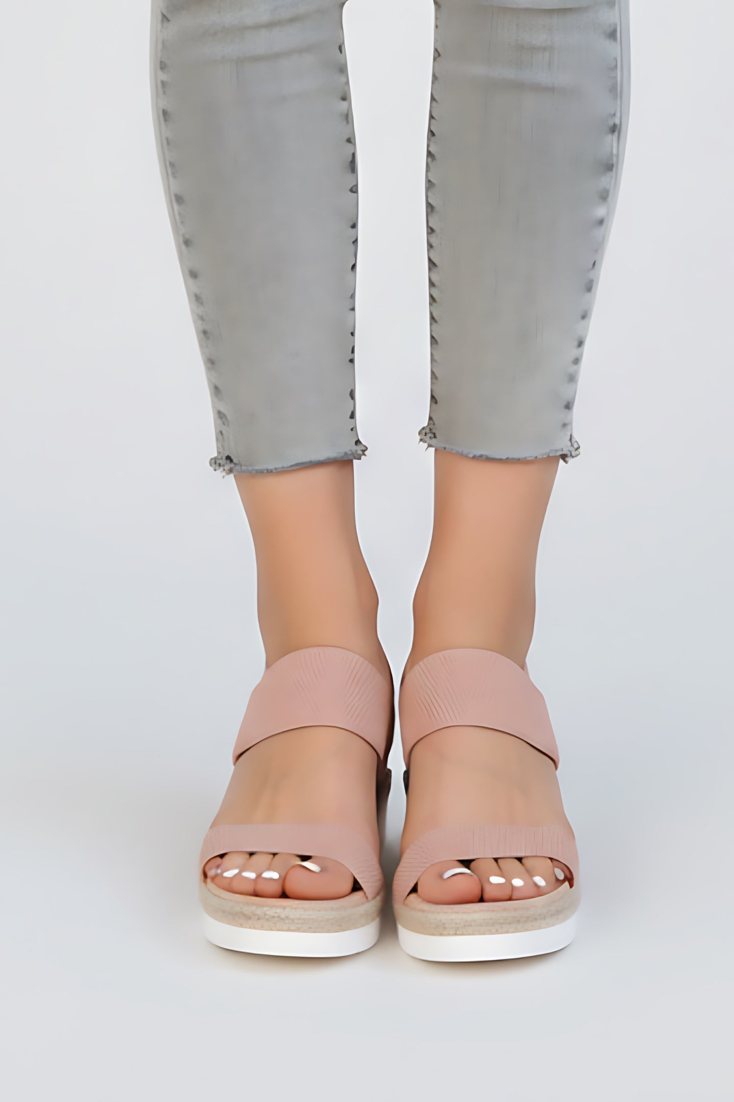 Cecilia – Stretch Knit Double Strap Flat Sandals