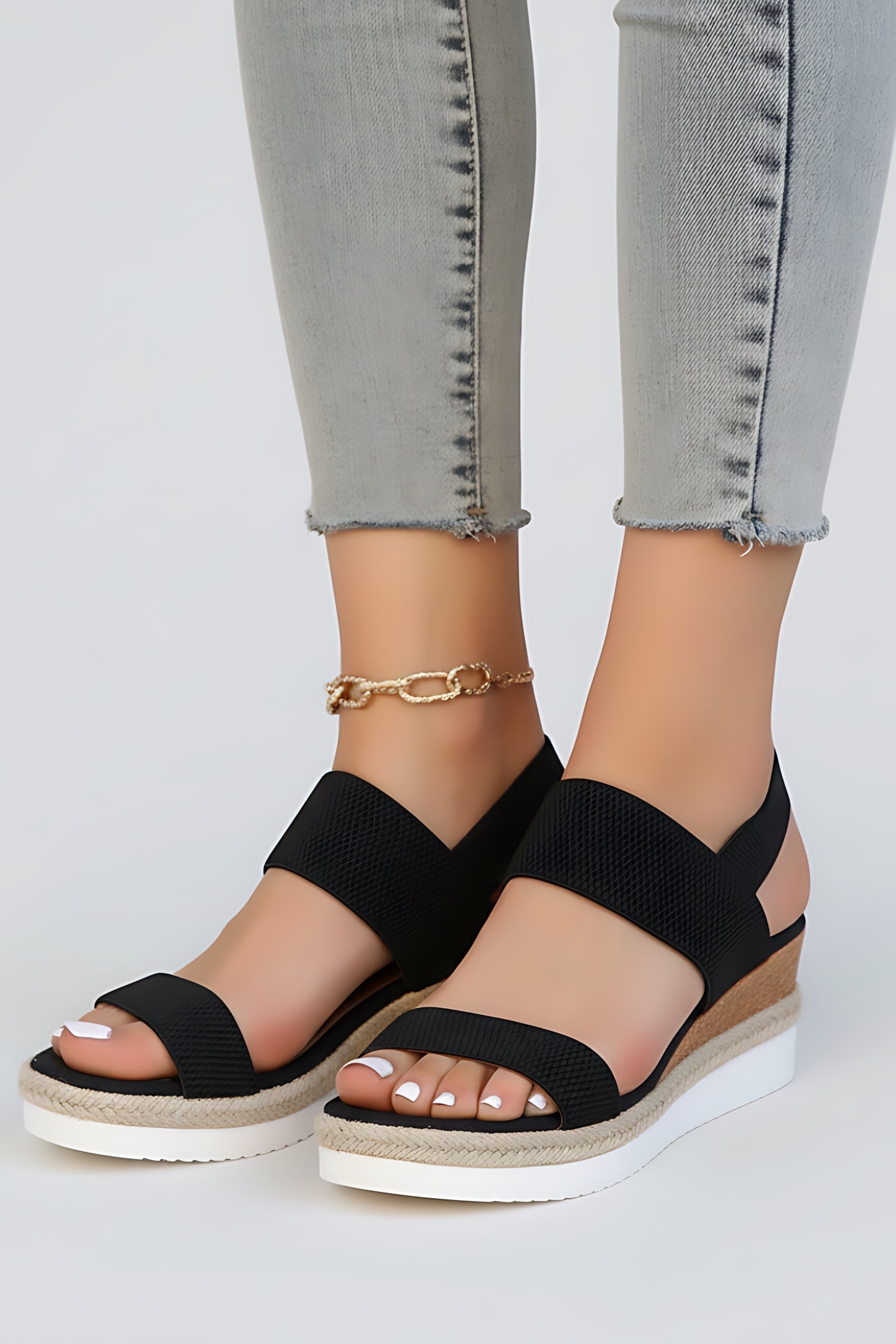 Cecilia – Stretch Knit Double Strap Flat Sandals