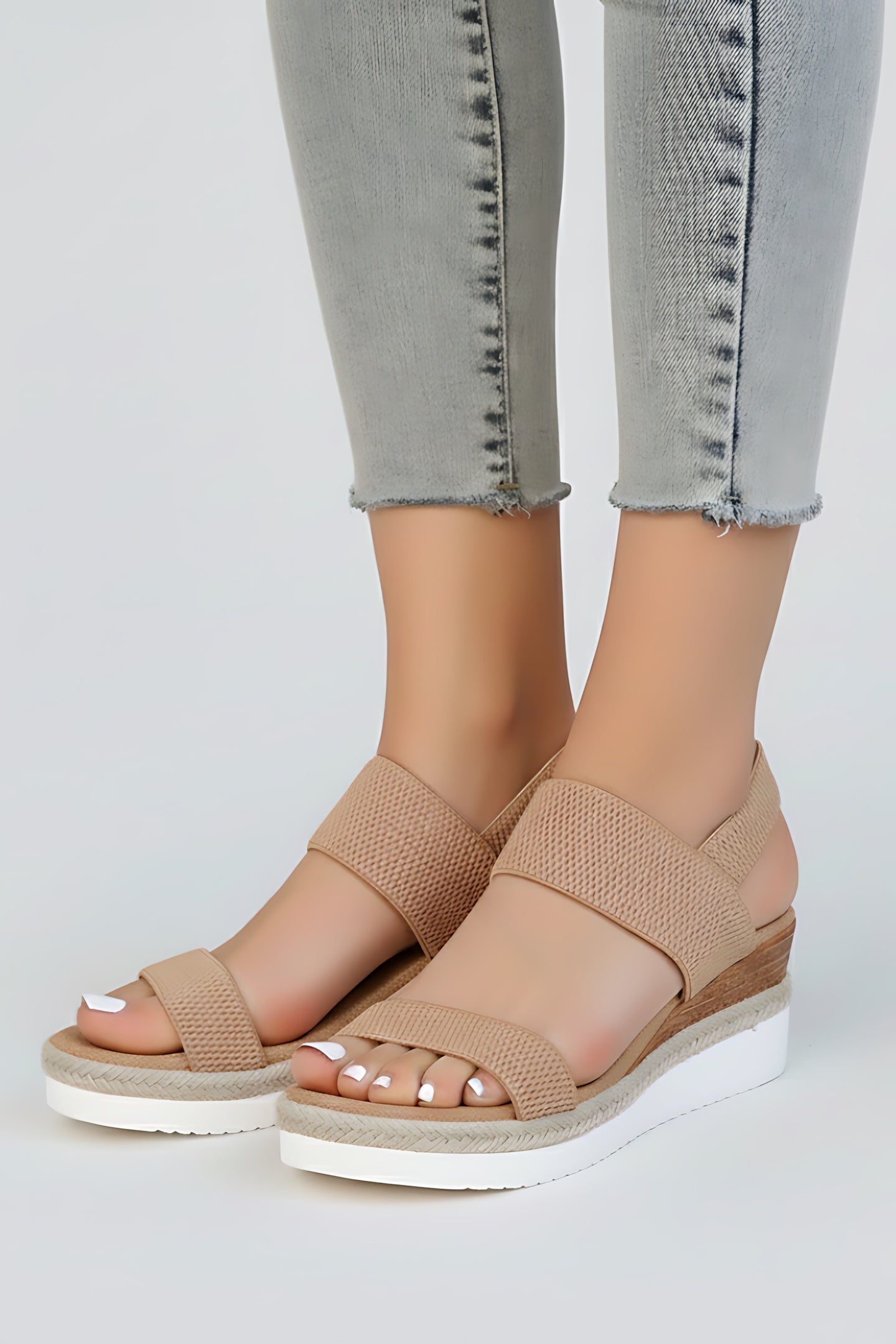 Cecilia – Stretch Knit Double Strap Flat Sandals