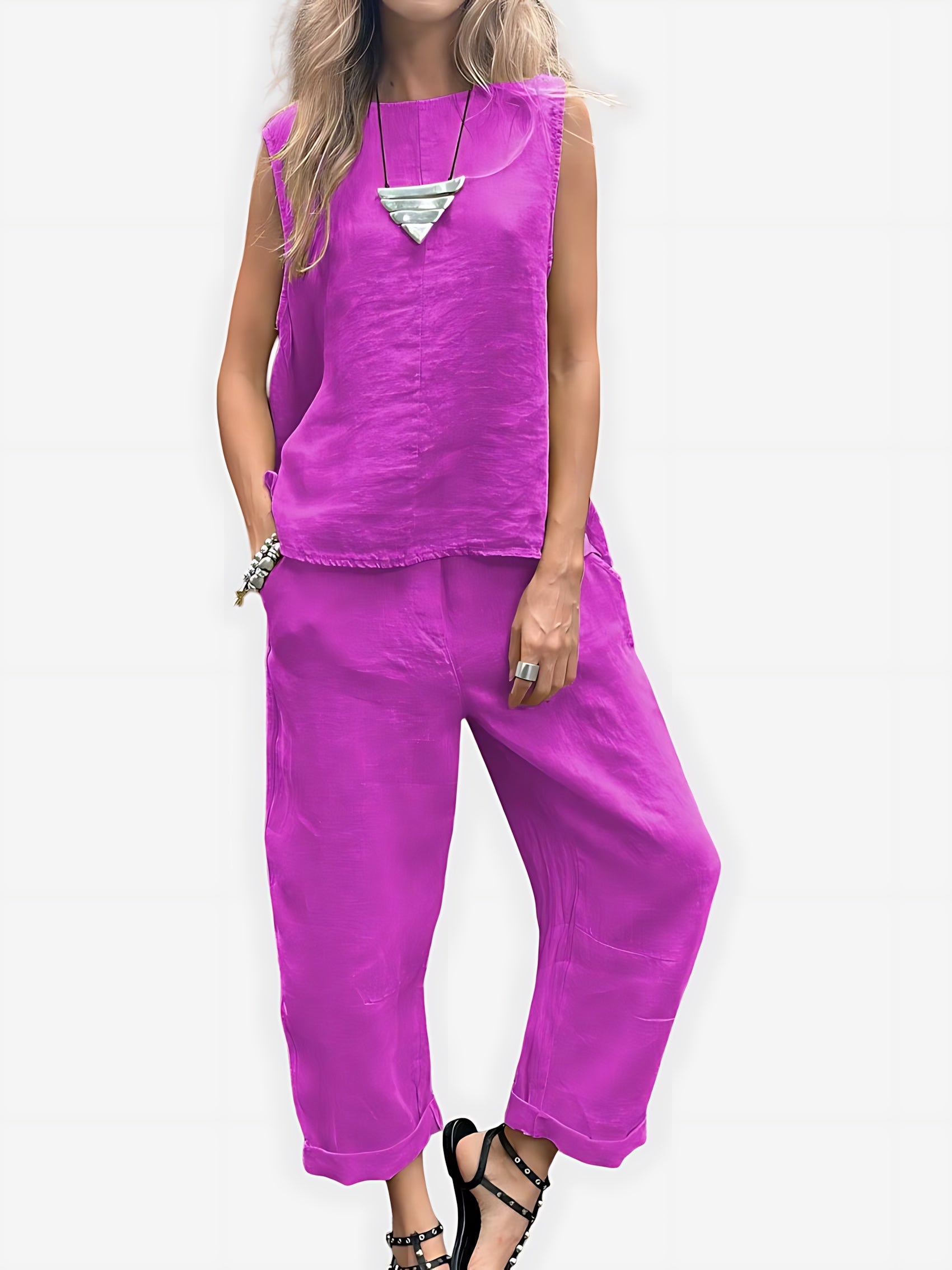 Cecilia – Tank Top and Cropped Wide Leg Pants Summer Set
