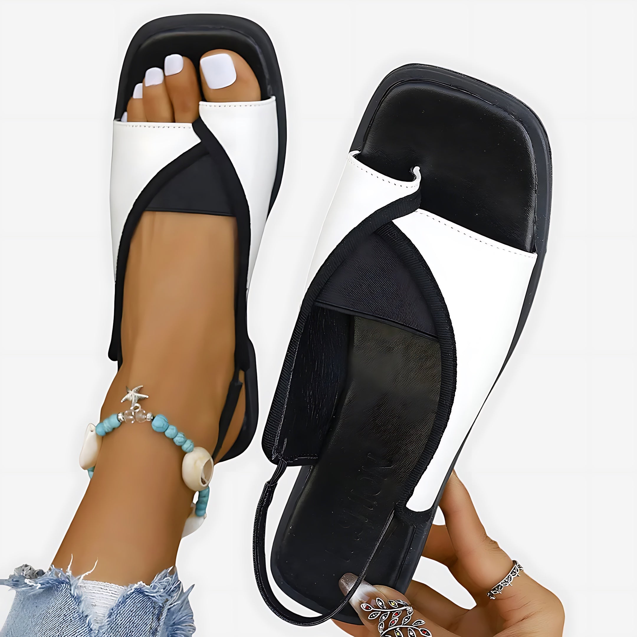 Celeste – Color Block Toe Loop Slide Sandals