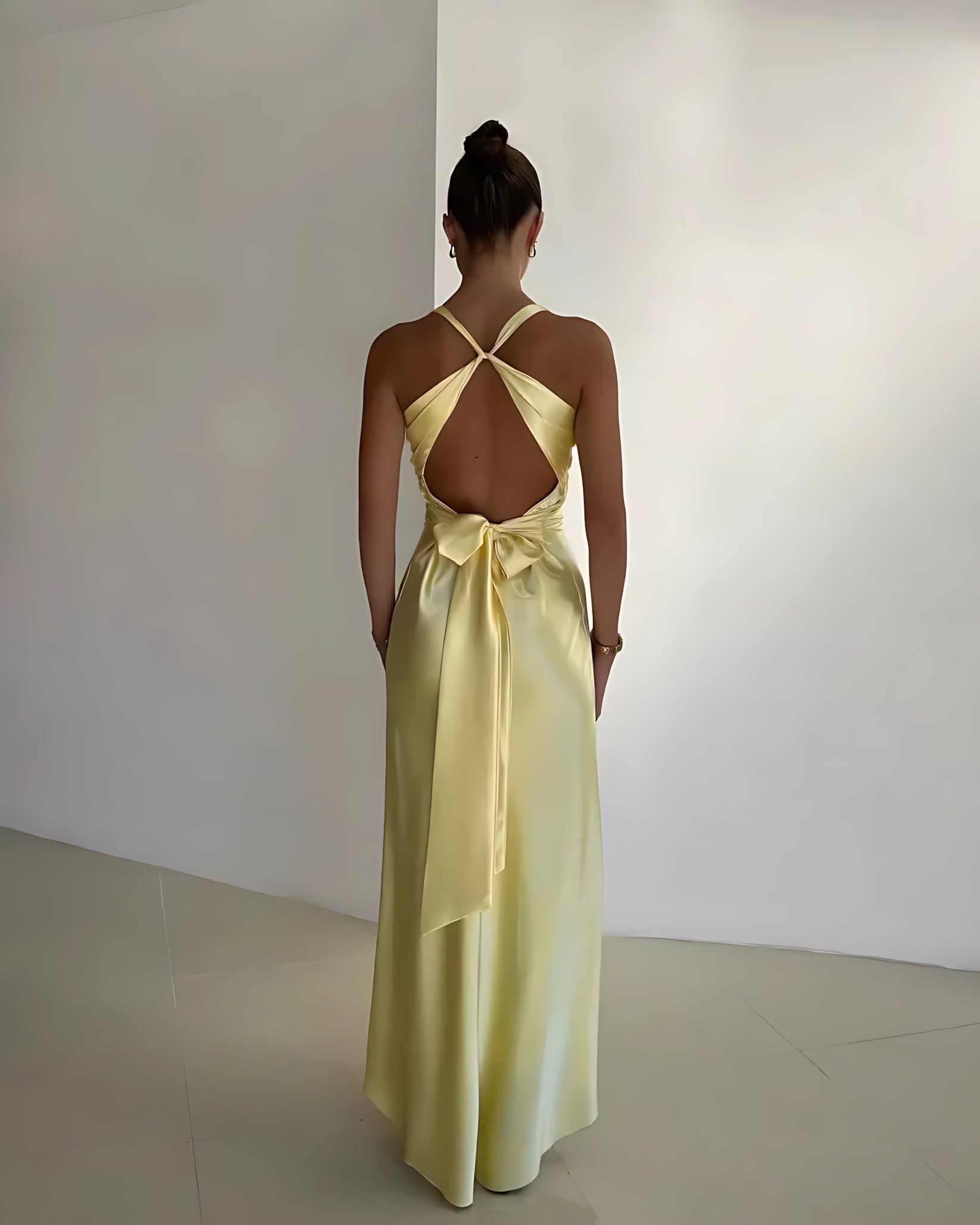 Celeste – Halter V Neck Wedding Guest Maxi Dress