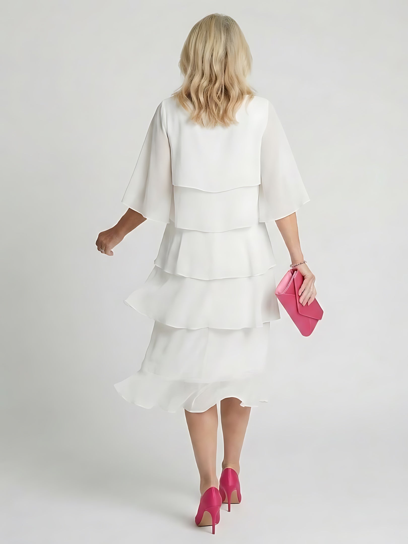 Celeste – Tiered Flutter Sleeve Evening Midi Dress