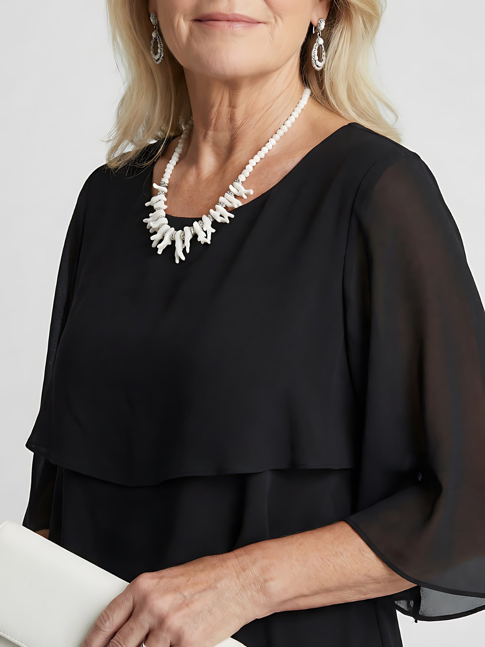 Celeste – Tiered Flutter Sleeve Evening Midi Dress