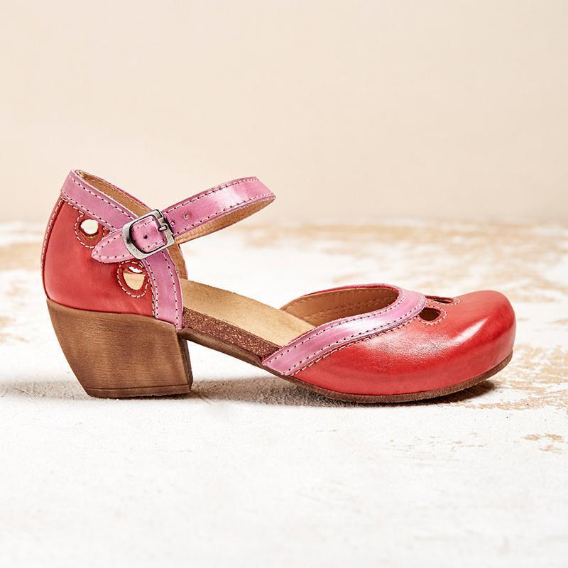 Valentina – Cutout Ankle Strap Block Heel Pumps