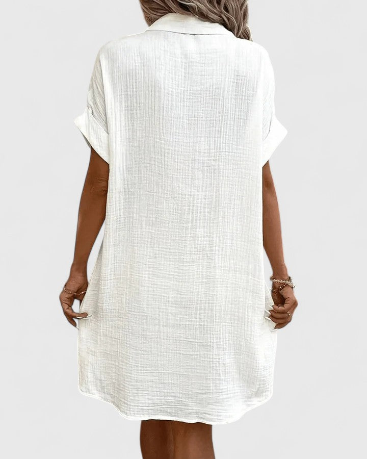 Ximena – Collared Short Sleeve Mini Shirt Dress