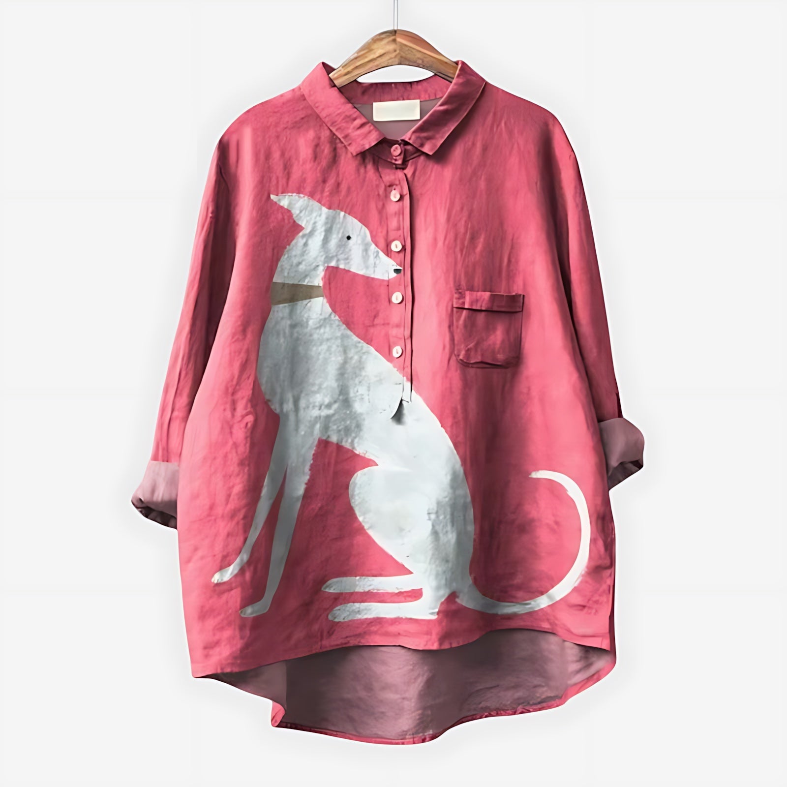 Charlie – Dachshund Print Button Up Blouse