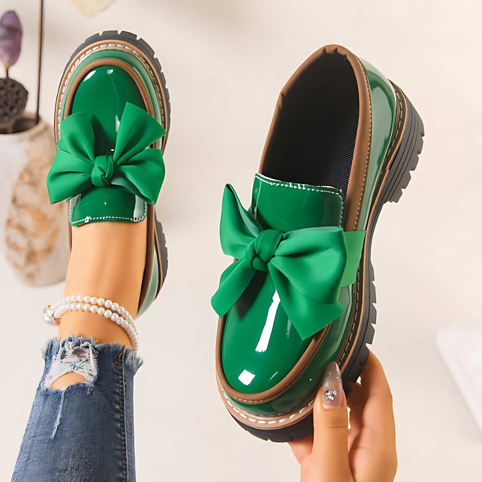 Charlie – Patent Bow Platform Loafers