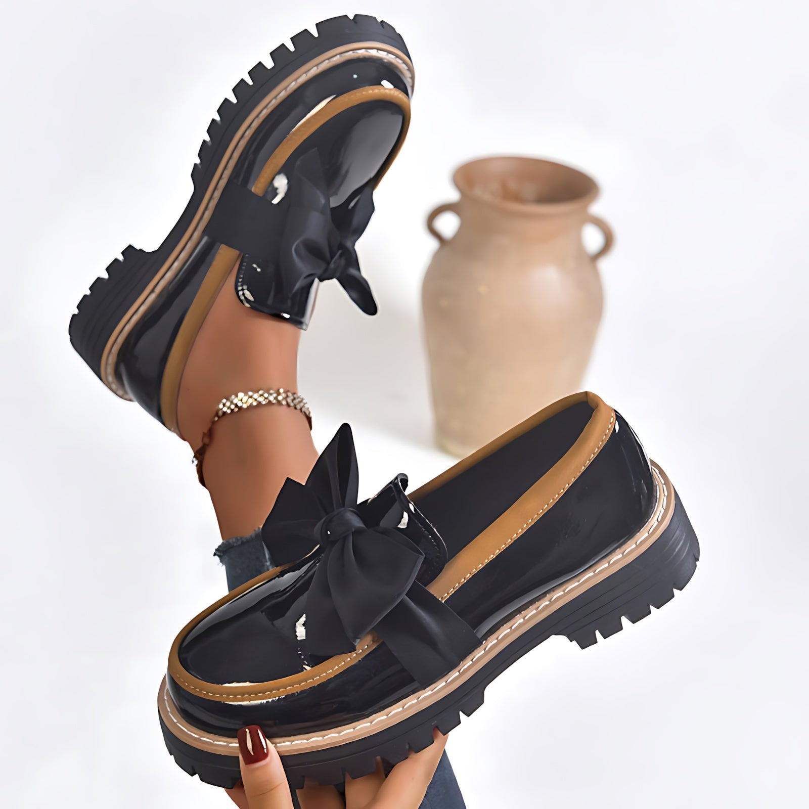 Charlie – Patent Bow Platform Loafers