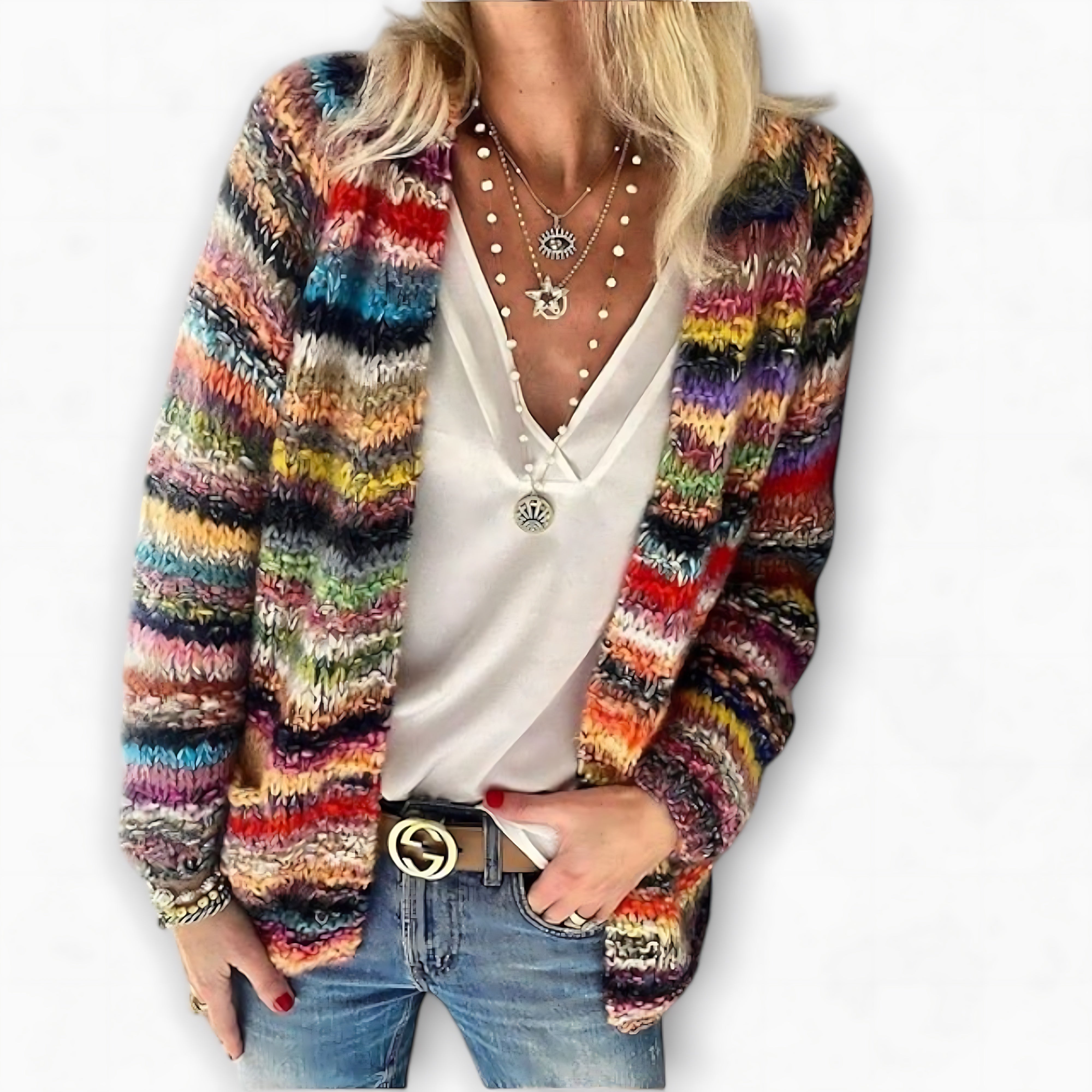 Charlie – Striped Space Dye Knit Cardigan